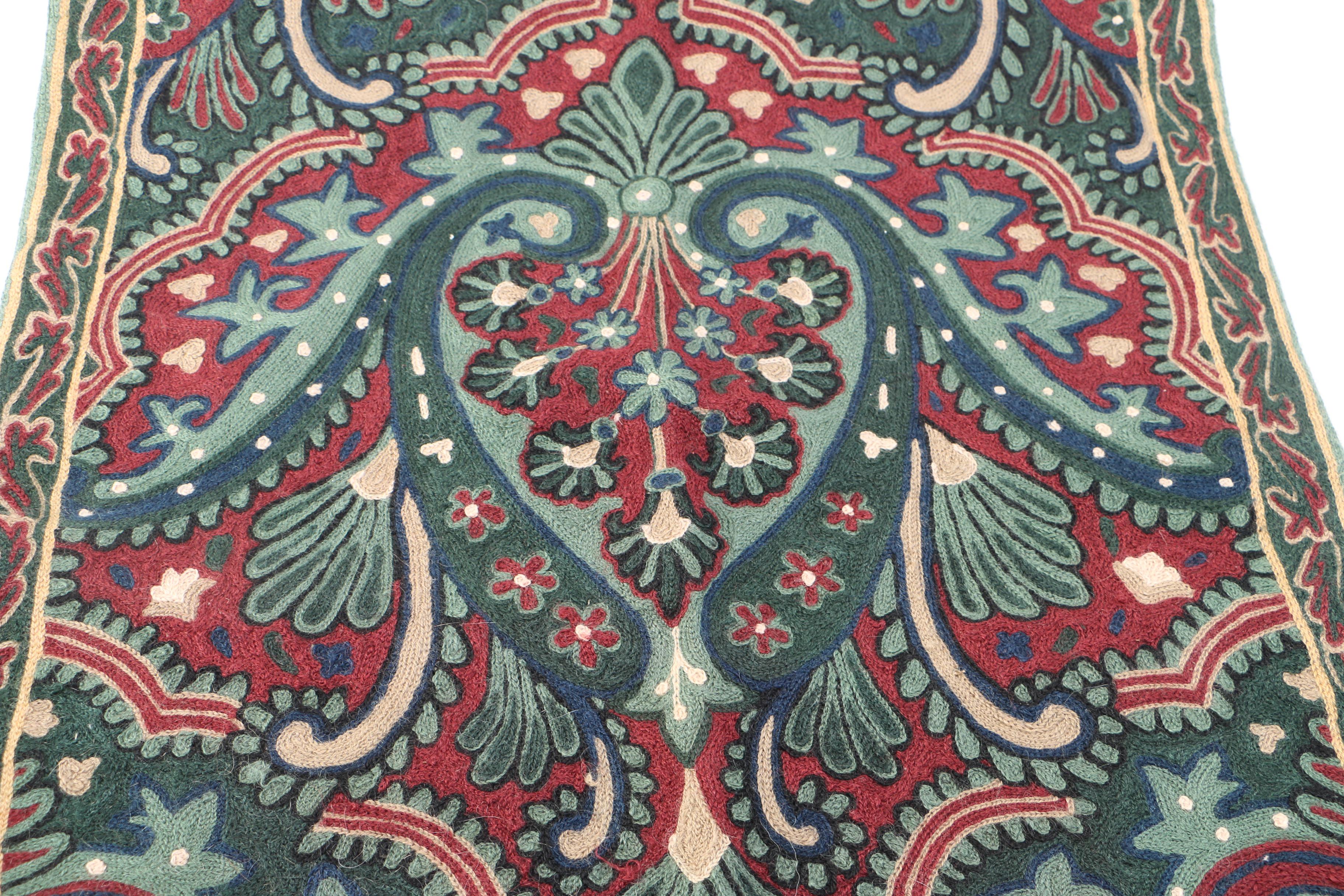 Tufted Chain Stitched Indian Wool Accent Rug