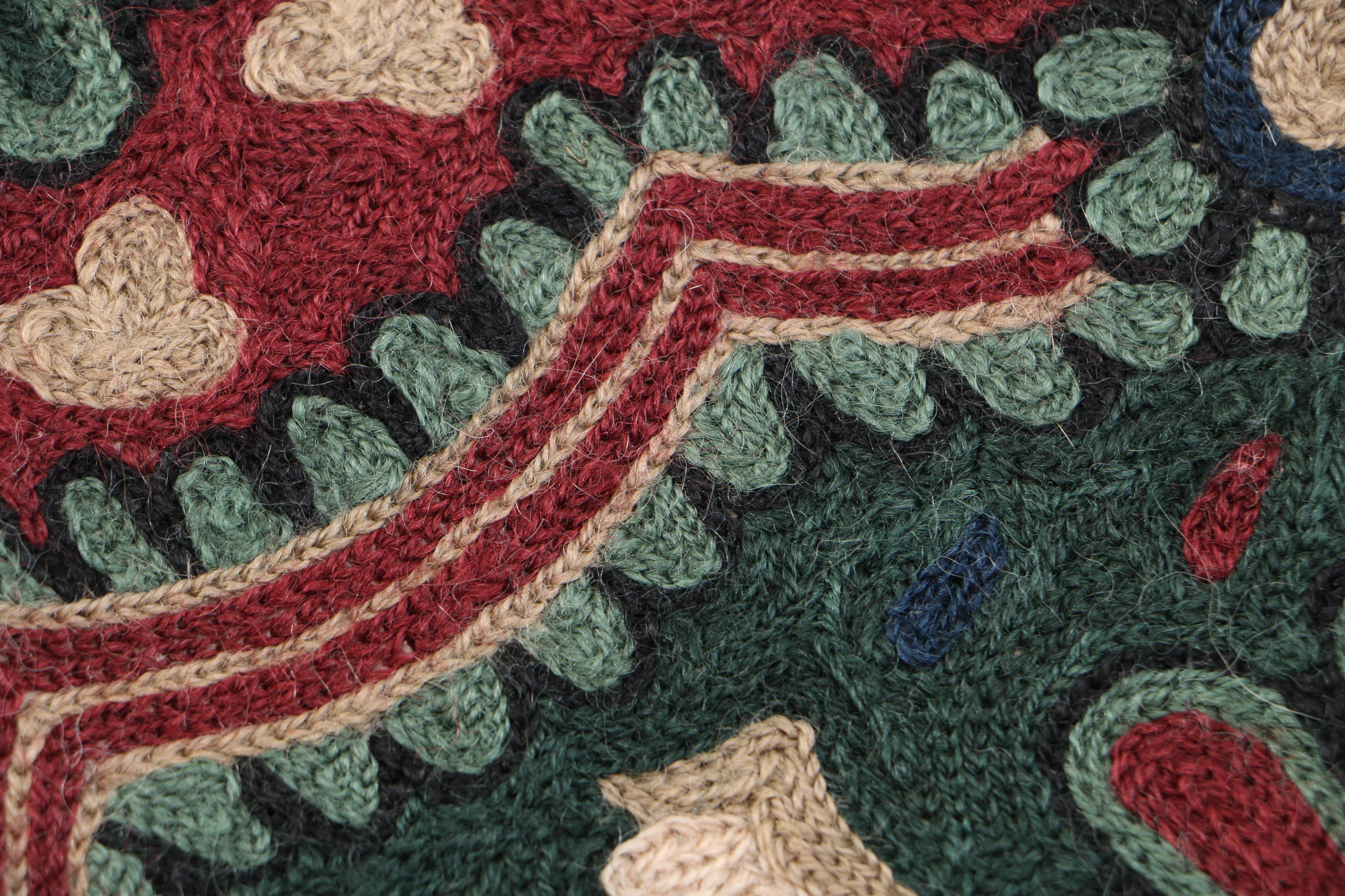 Tufted Chain Stitched Indian Wool Accent Rug