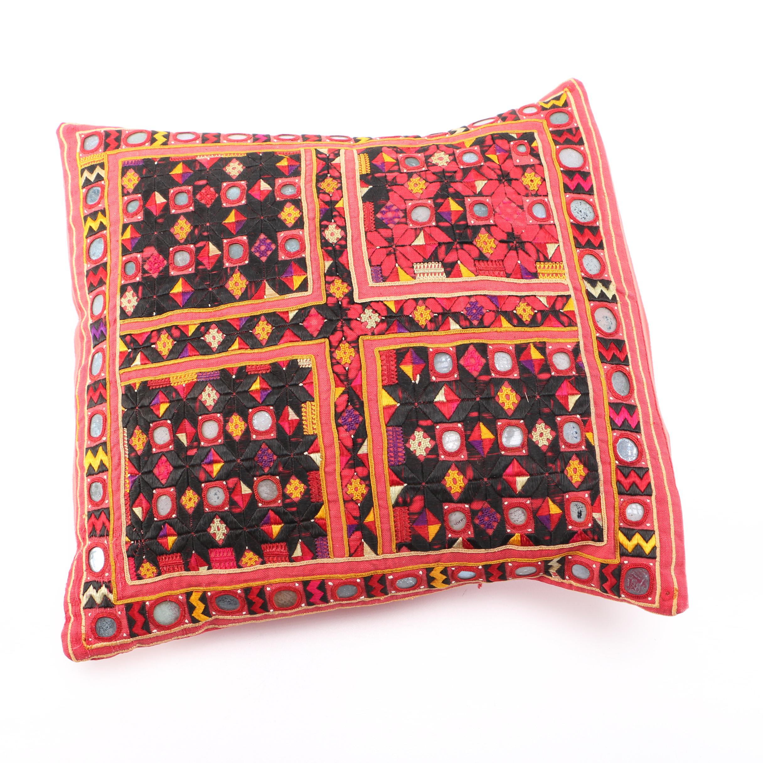 Brightly Colored Mirrored and Paisley Throw Pillows