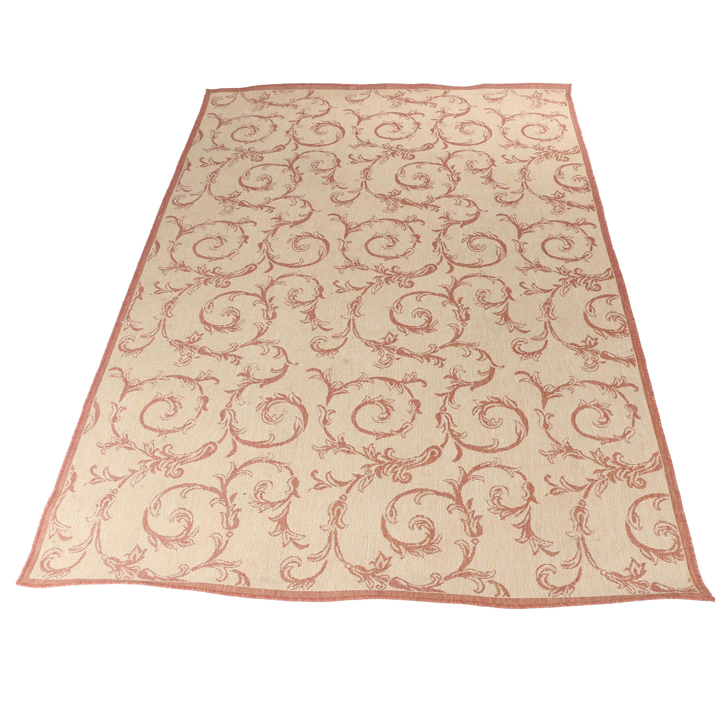 Machine Made American Mills Inc. "Terra Cotta Scroll" Area Rug