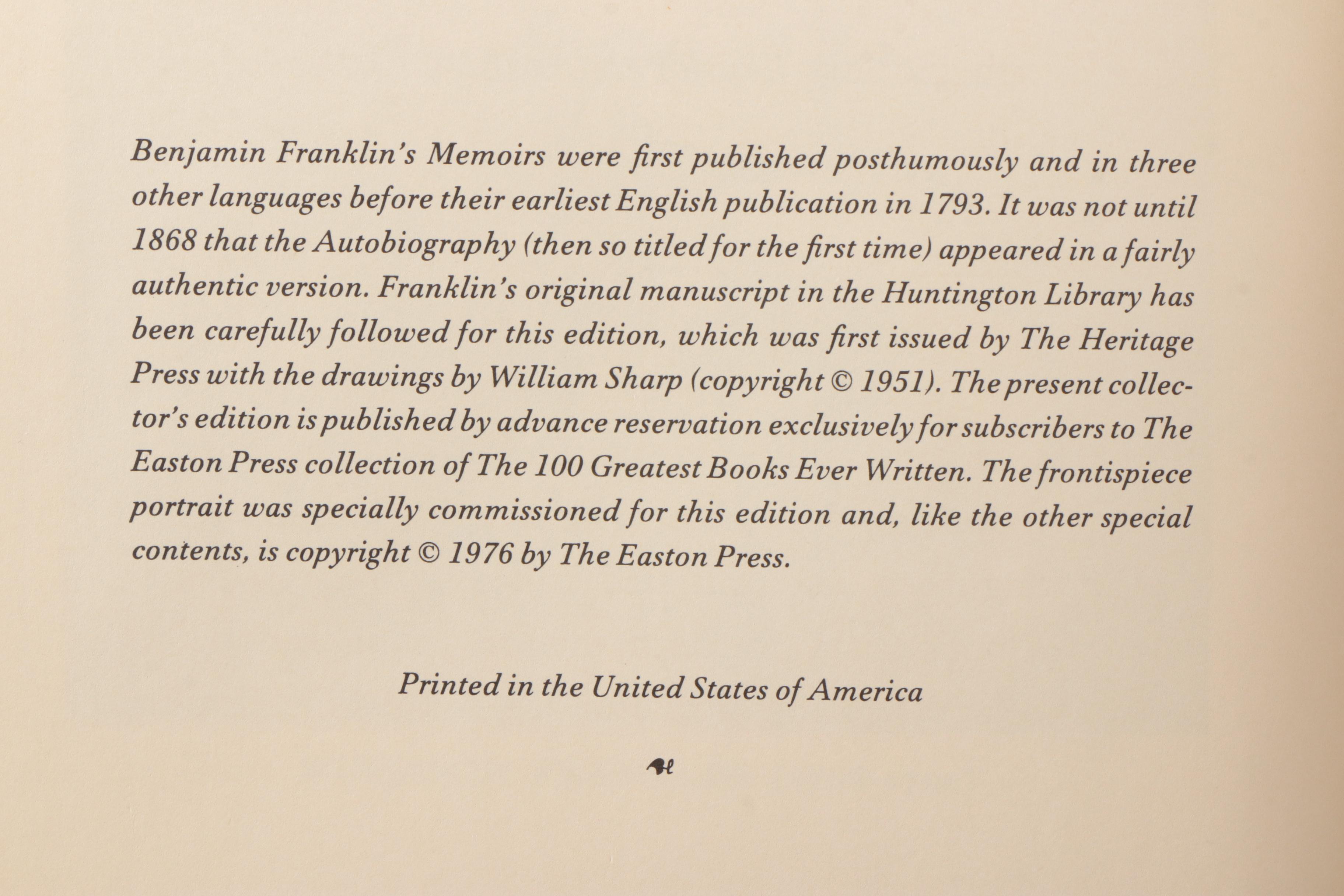 Easton Press Collector's Edition Books by U.S. Founding Fathers