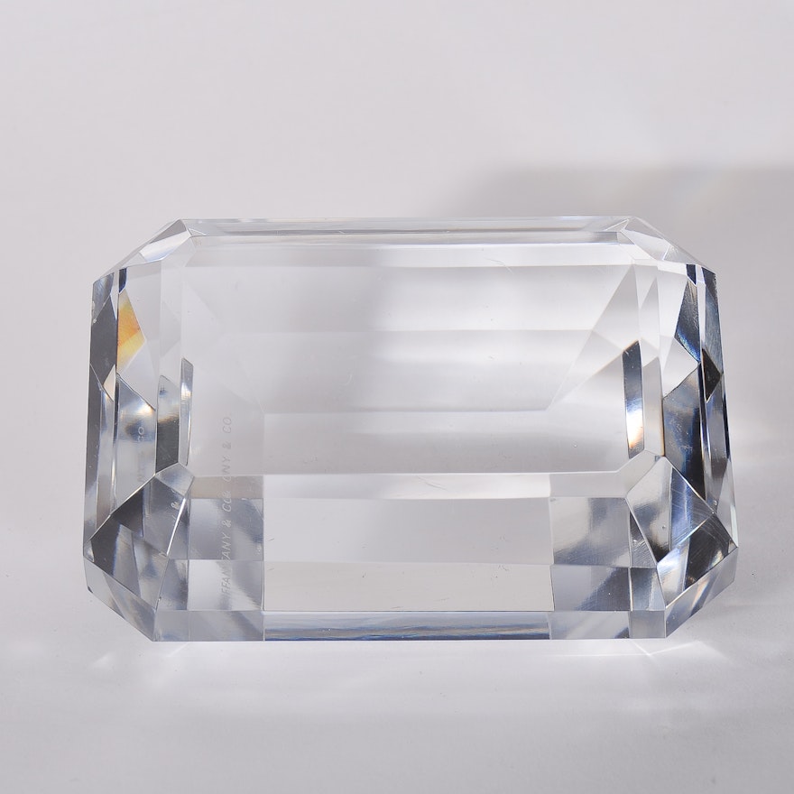 Tiffany and Co. Crystal "Emerald Cut" Paperweight