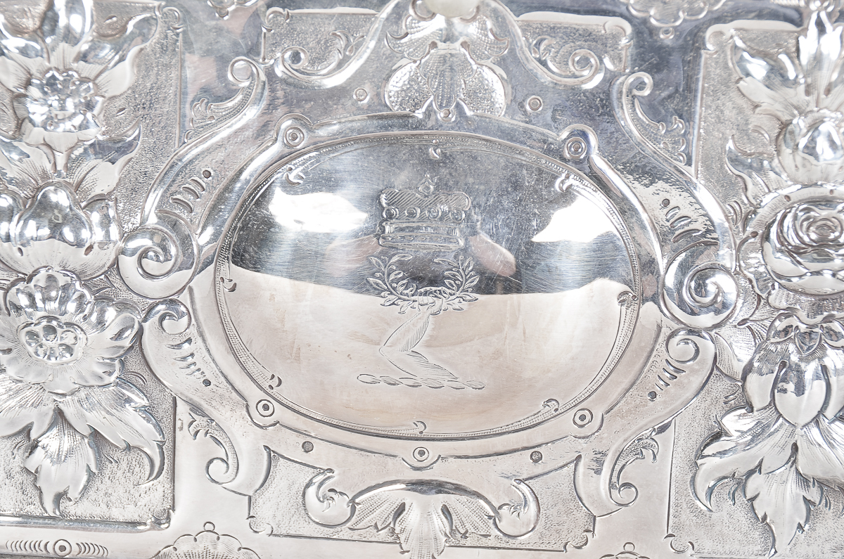 Antique English Silver Plate Repousse Trinket Box