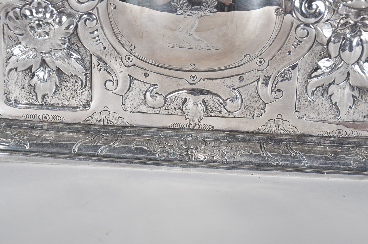 Antique English Silver Plate Repousse Trinket Box