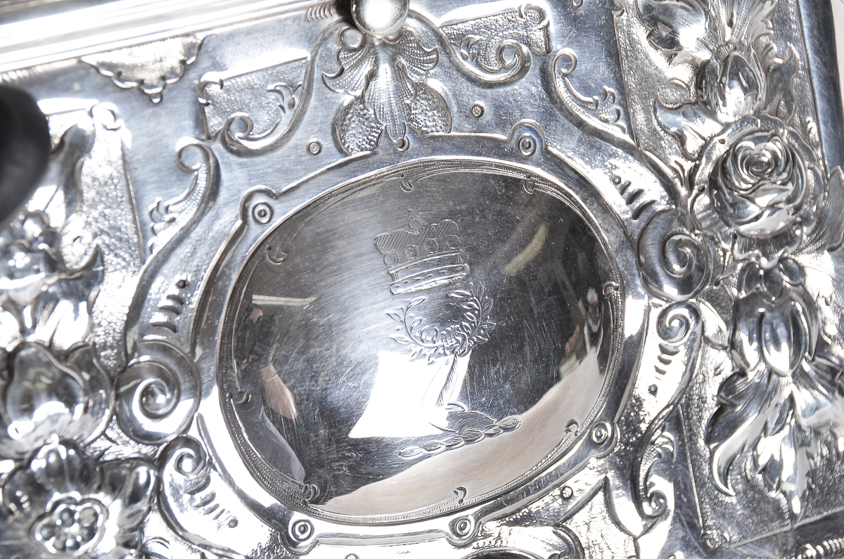 Antique English Silver Plate Repousse Trinket Box