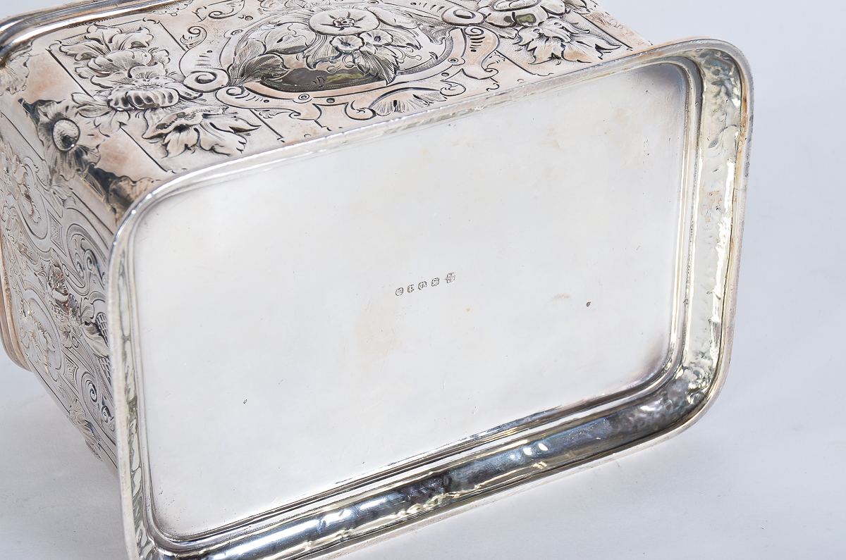 Antique English Silver Plate Repousse Trinket Box