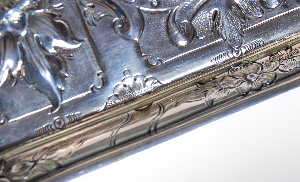 Antique English Silver Plate Repousse Trinket Box