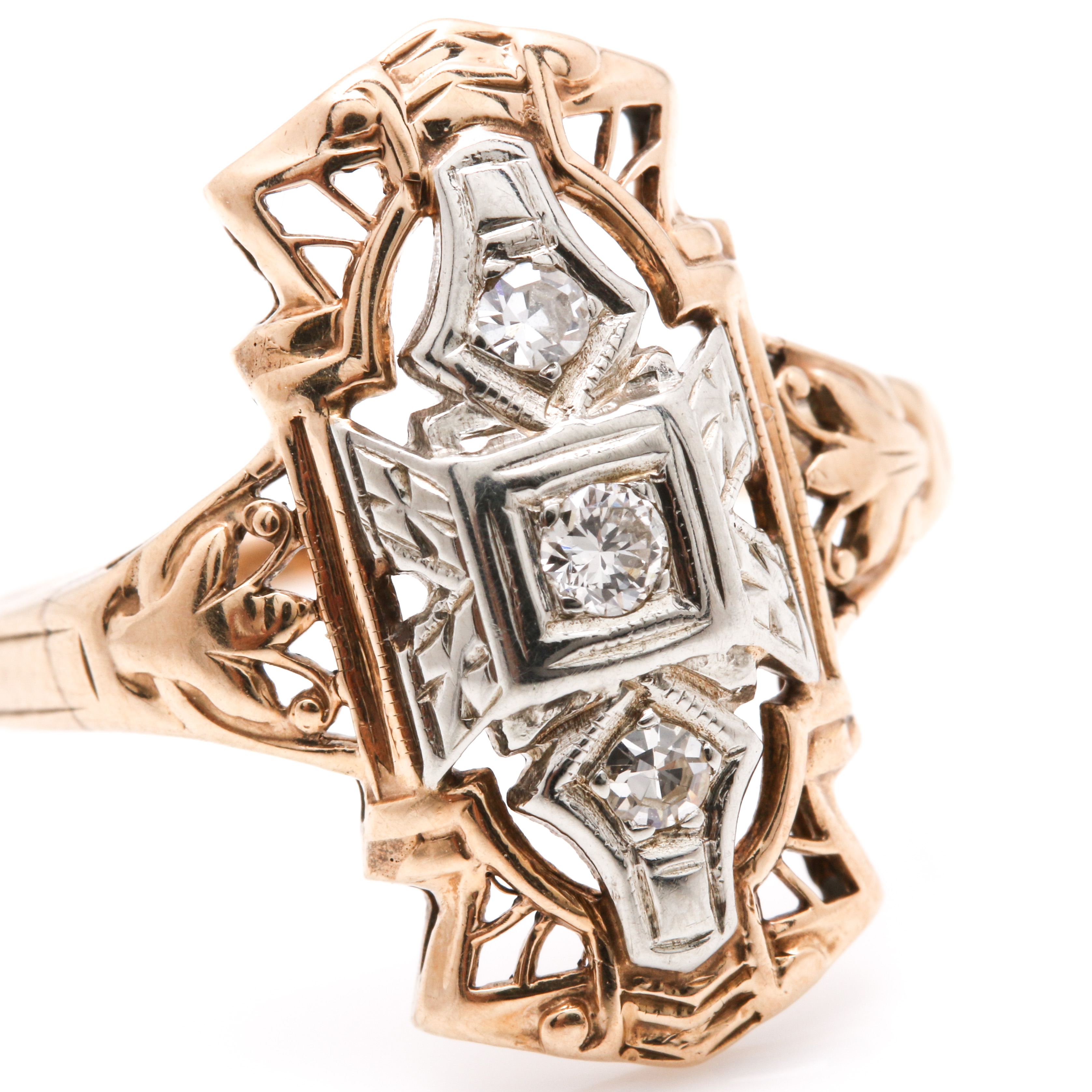 14K Yellow and White Gold Diamond Ring