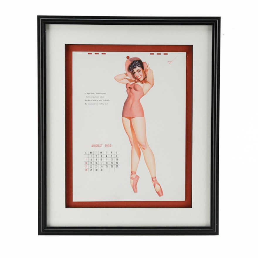 Vintage 1955 "Esquire" Calendar Page After George Petty