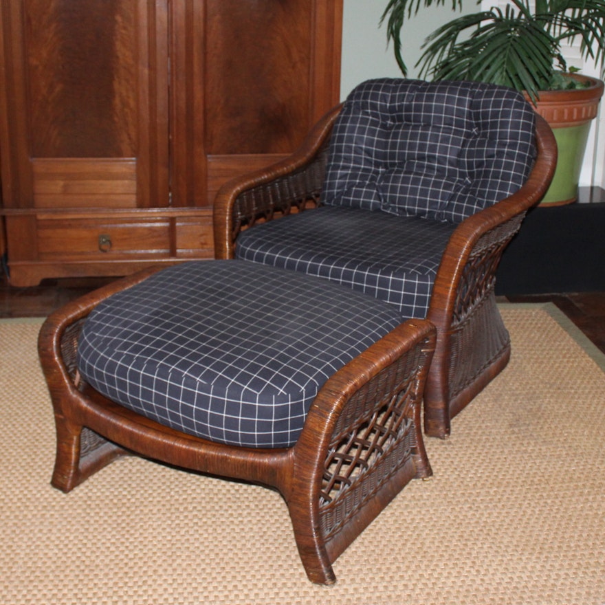 Ficks Reed Wicker Chair and Ottoman