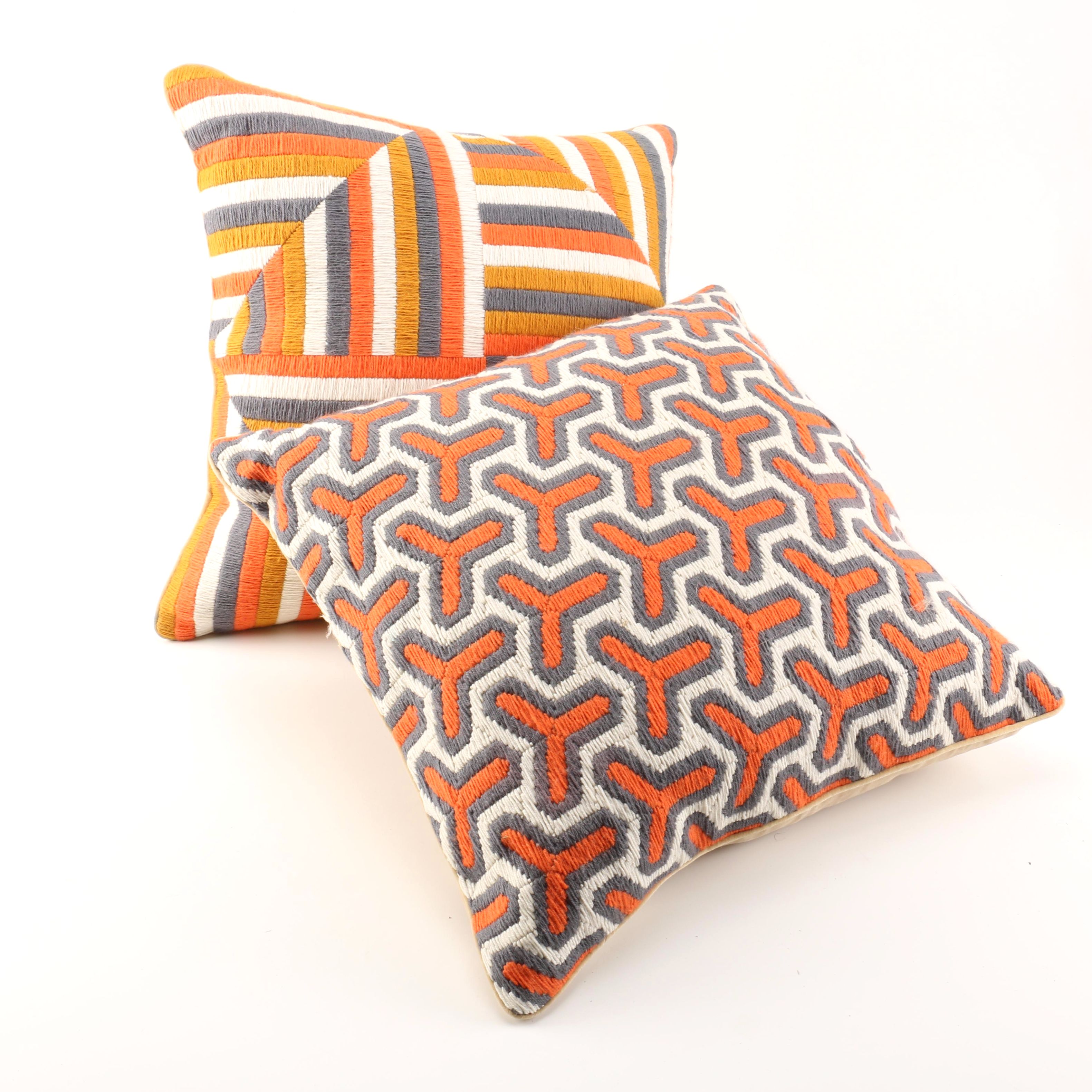 Jonathan Adler Orange, White, and Black Throw Pillows