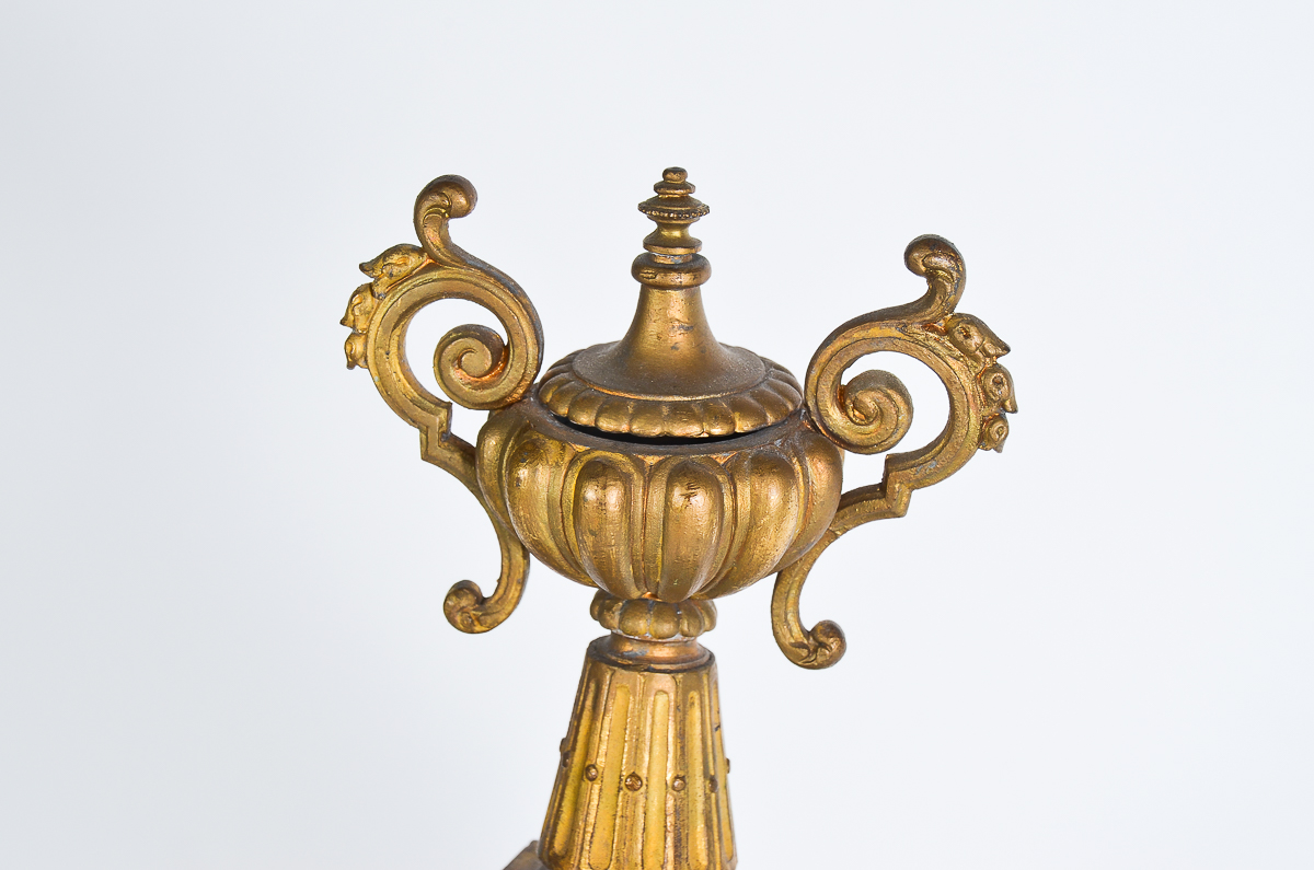 Phillipe Mourey French Gilt Mantel Clock with Sèvres Style Panels