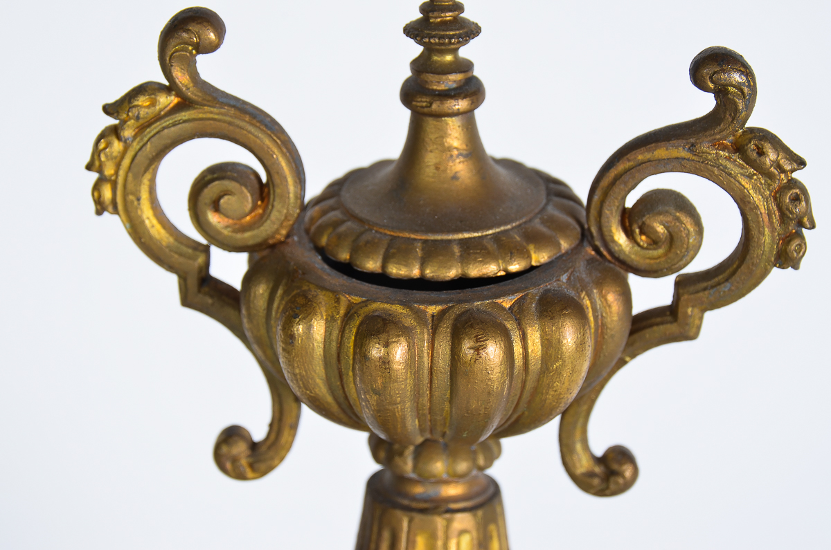 Phillipe Mourey French Gilt Mantel Clock with Sèvres Style Panels