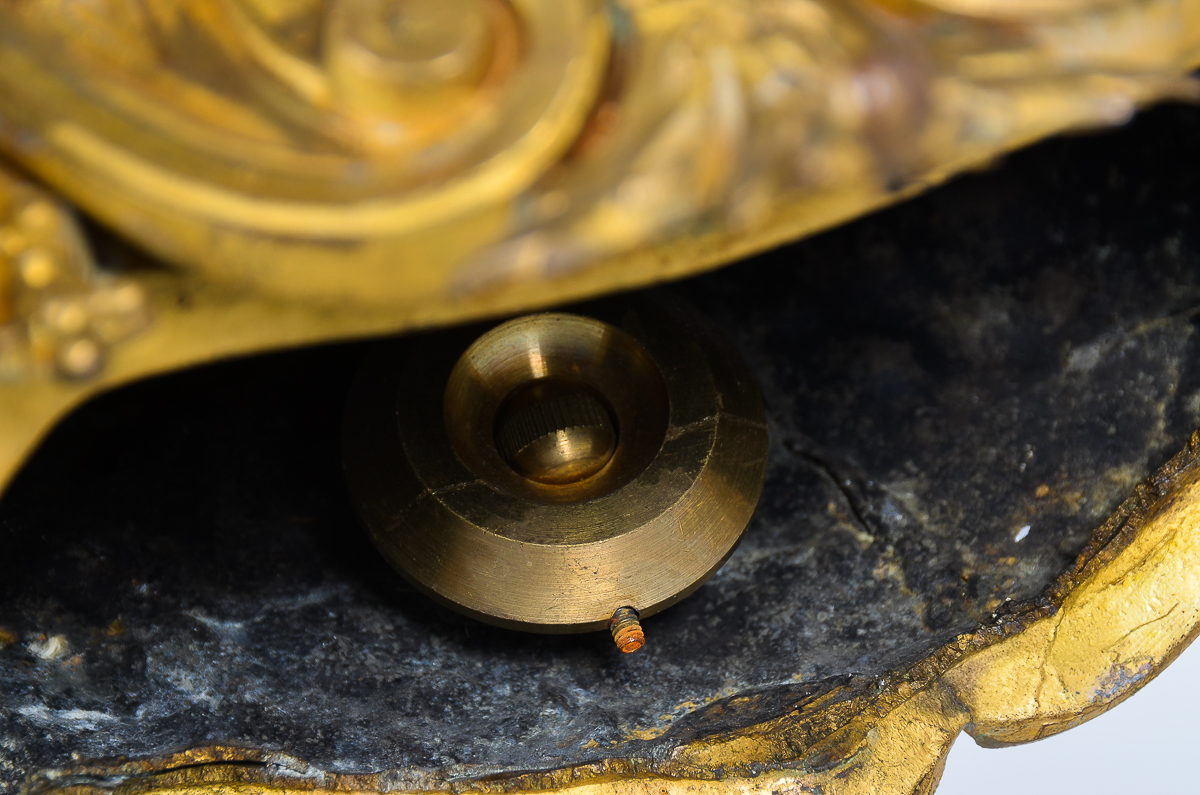 Phillipe Mourey French Gilt Mantel Clock with Sèvres Style Panels