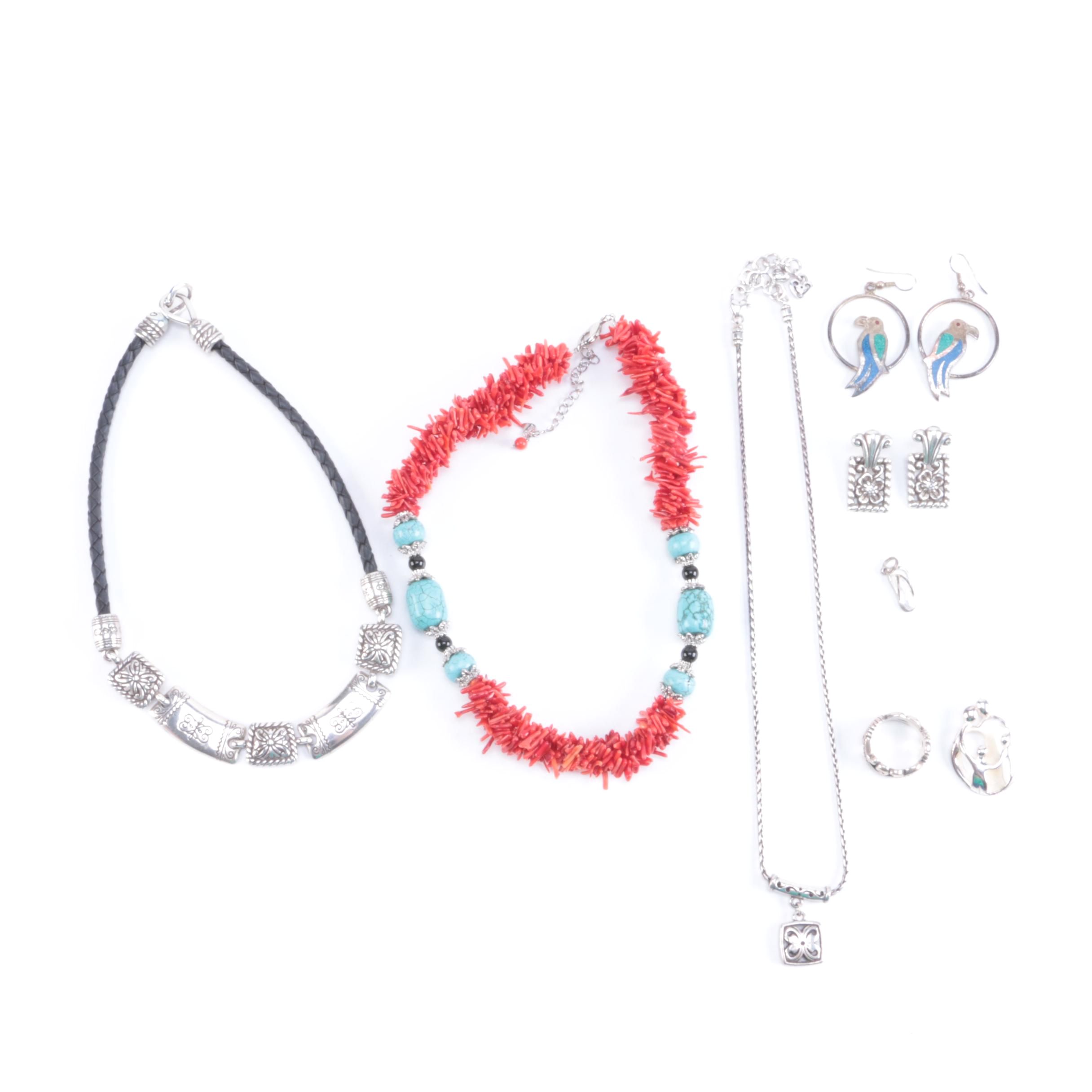 Assorted Costume Jewelry Including Brighton and Sterling Silver