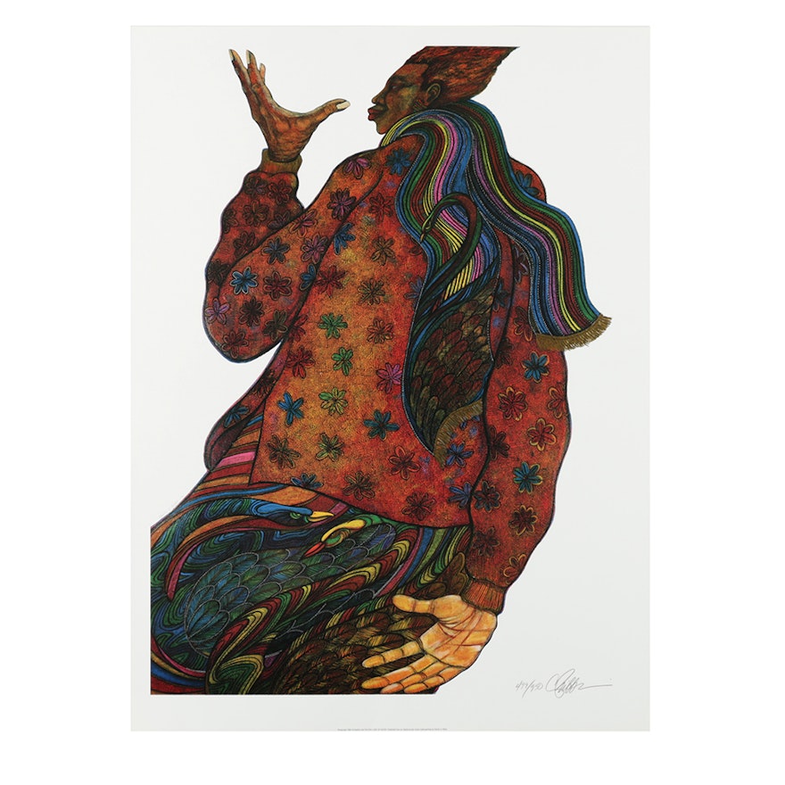Charles Bibbs Limited Edition Offset Lithograph on Paper "Lady of Color"