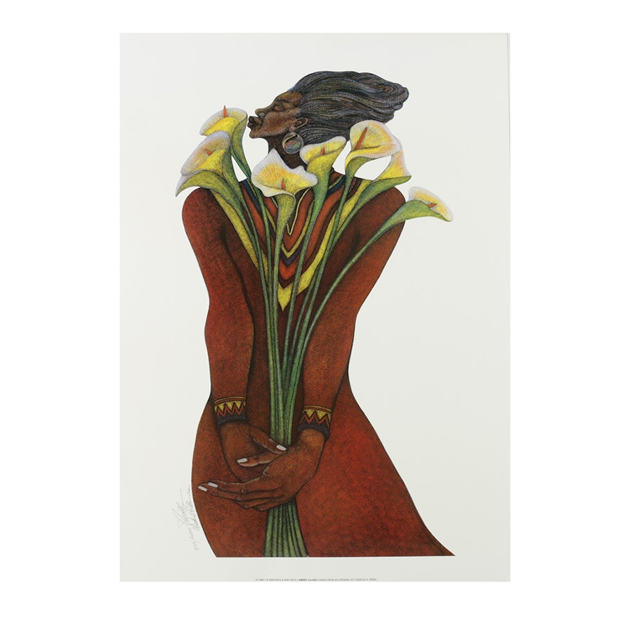 Charles Bibbs Limited Edition Offset Lithograph on Paper "Sweet Lilies"