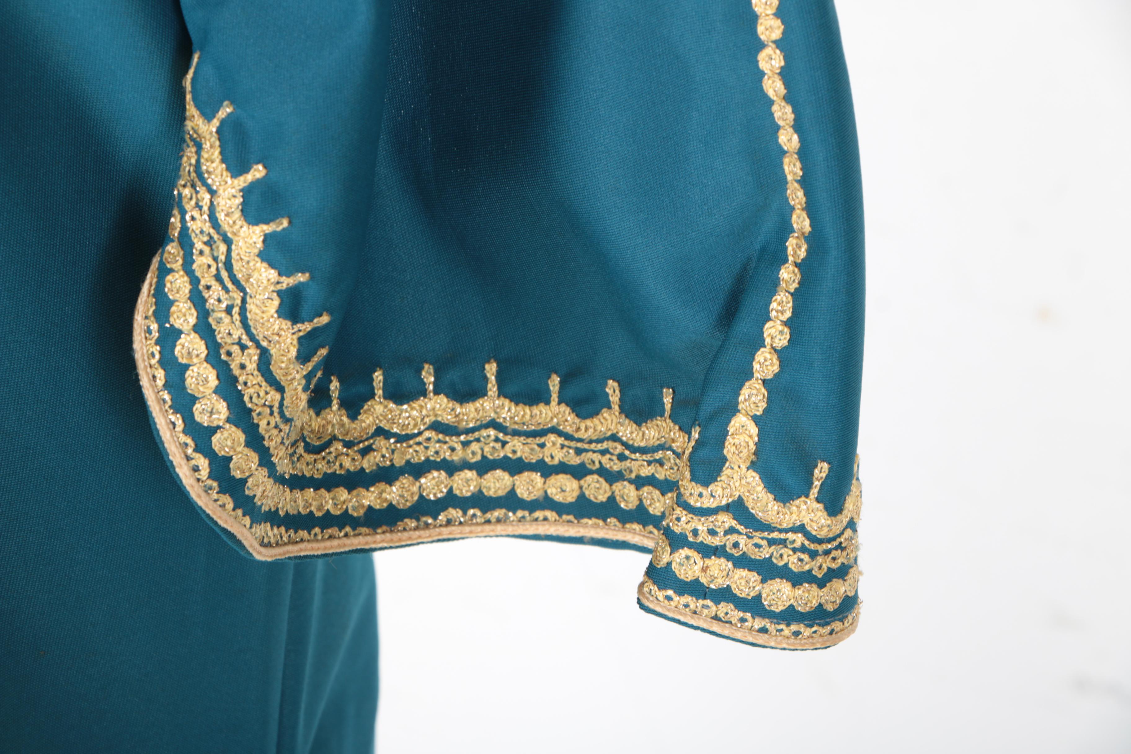 Chinese Inspired Blue and Gold Toned Trim Dress