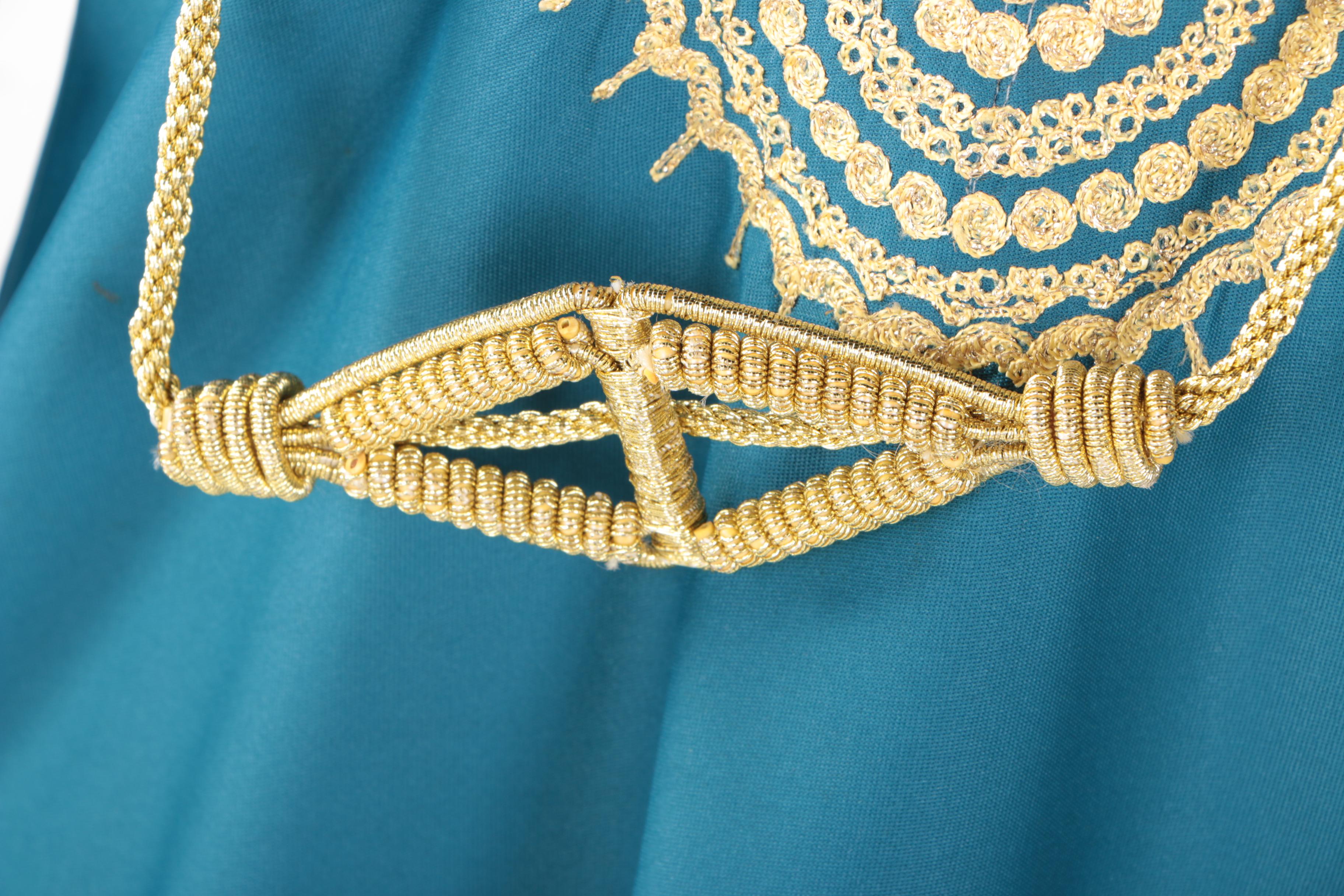 Chinese Inspired Blue and Gold Toned Trim Dress