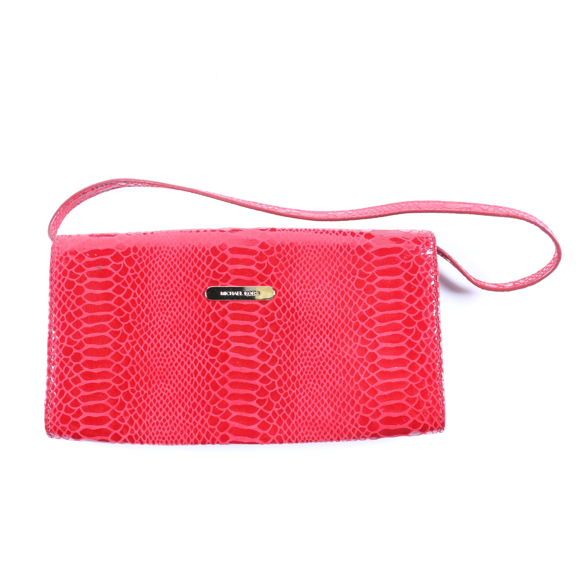 MICHAEL Michael Kors Red Faux Snakeskin