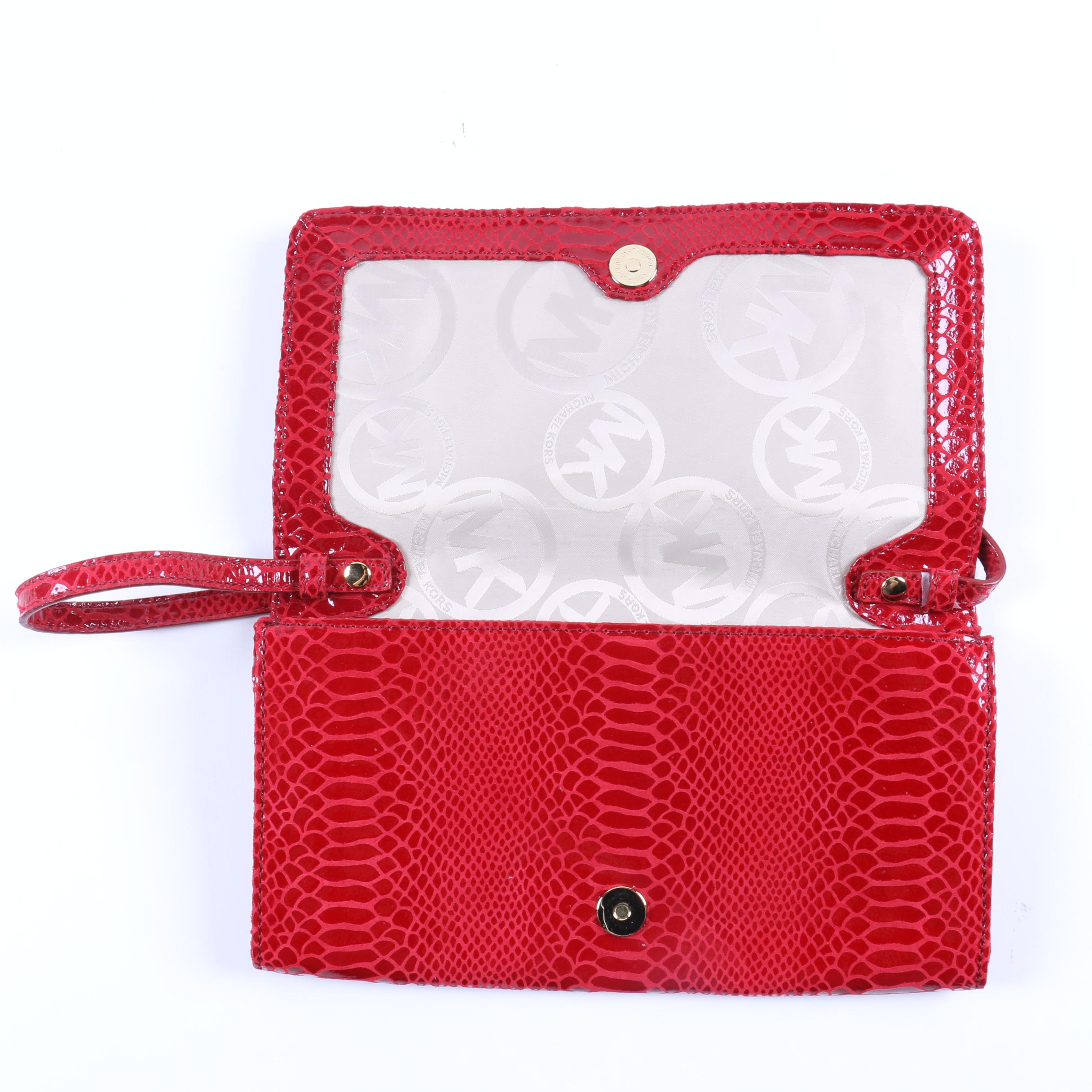 MICHAEL Michael Kors Red Faux Snakeskin