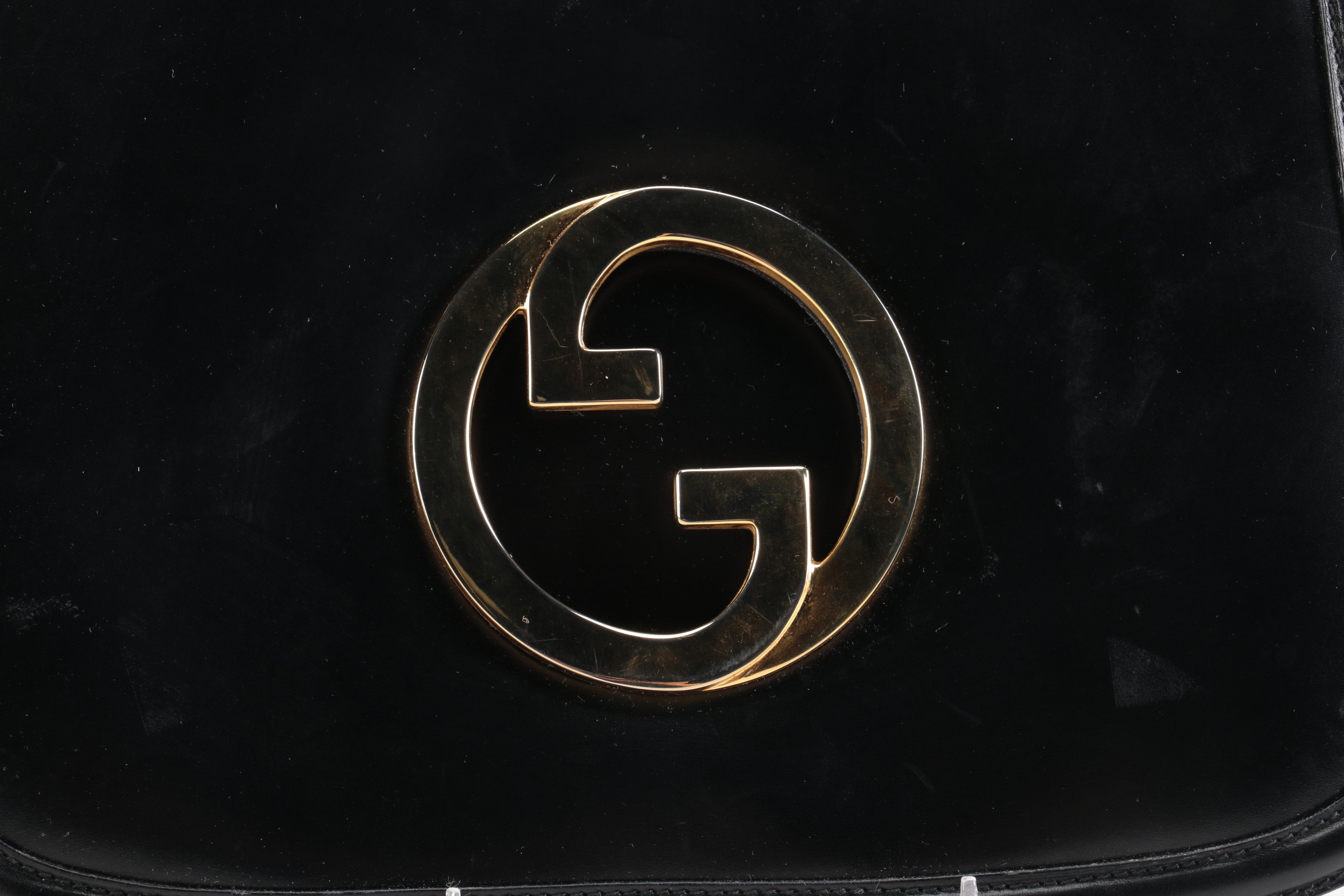 Vintage Gucci Black Leather Flap Shoulder Bag