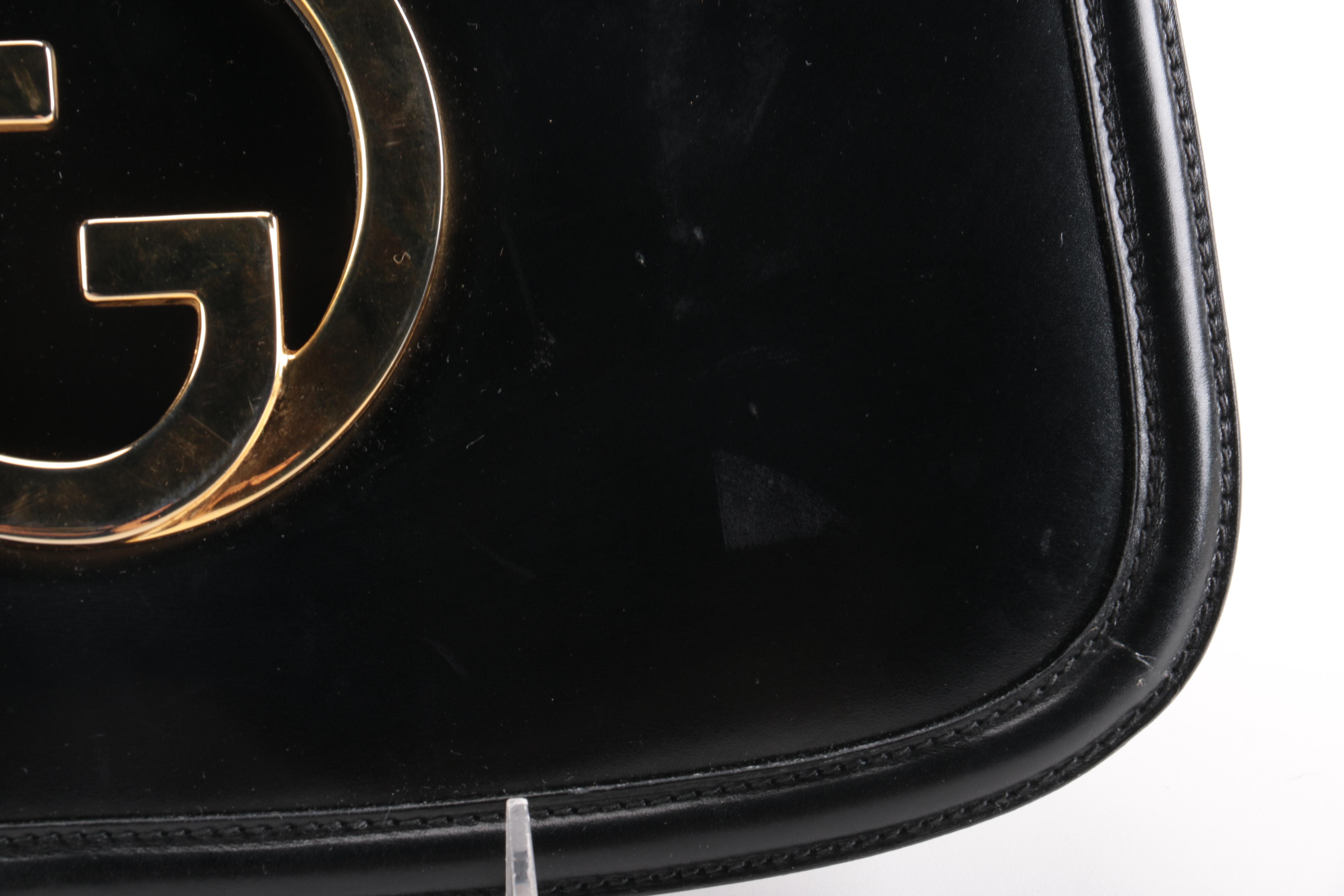 Vintage Gucci Black Leather Flap Shoulder Bag