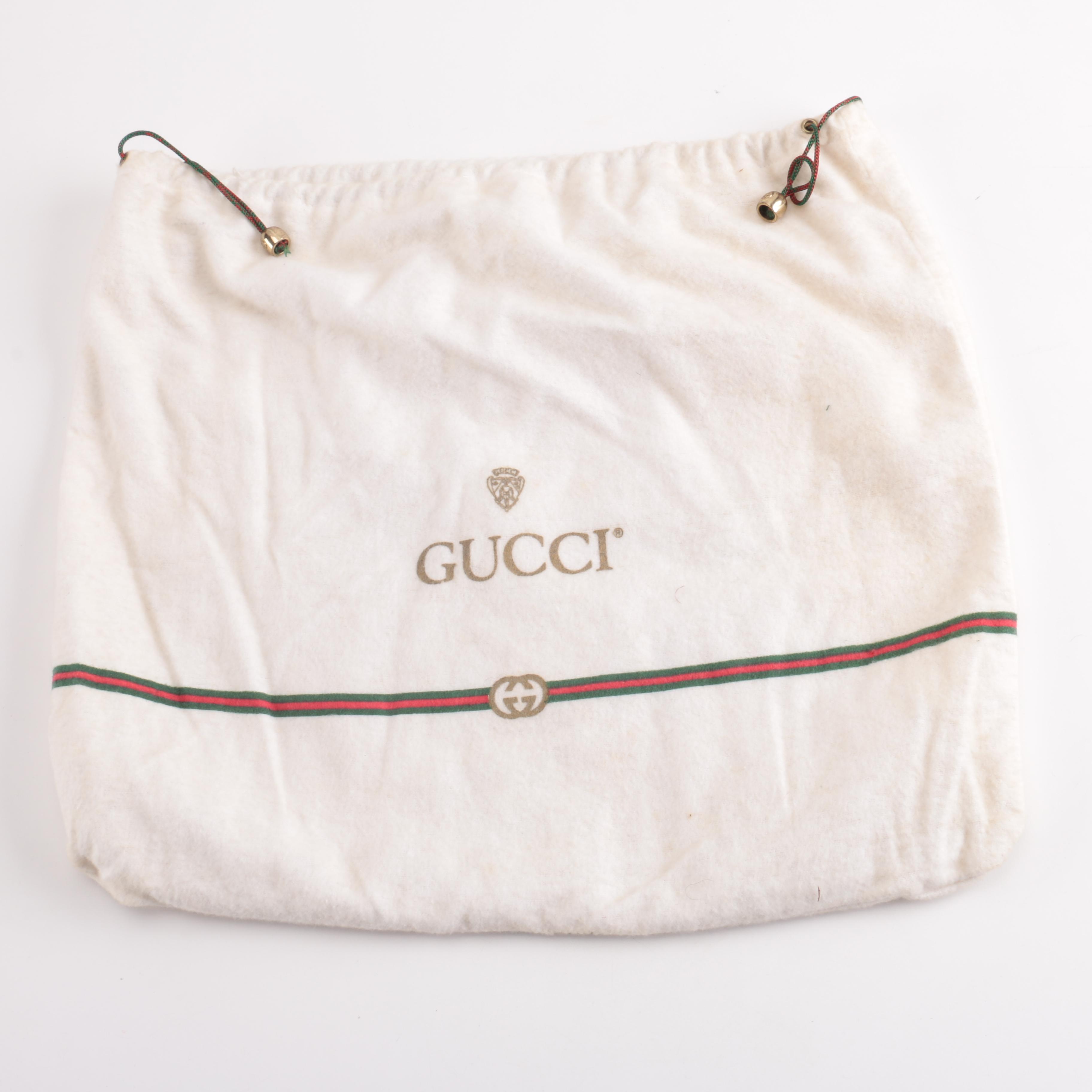 Vintage Gucci Black Leather Flap Shoulder Bag