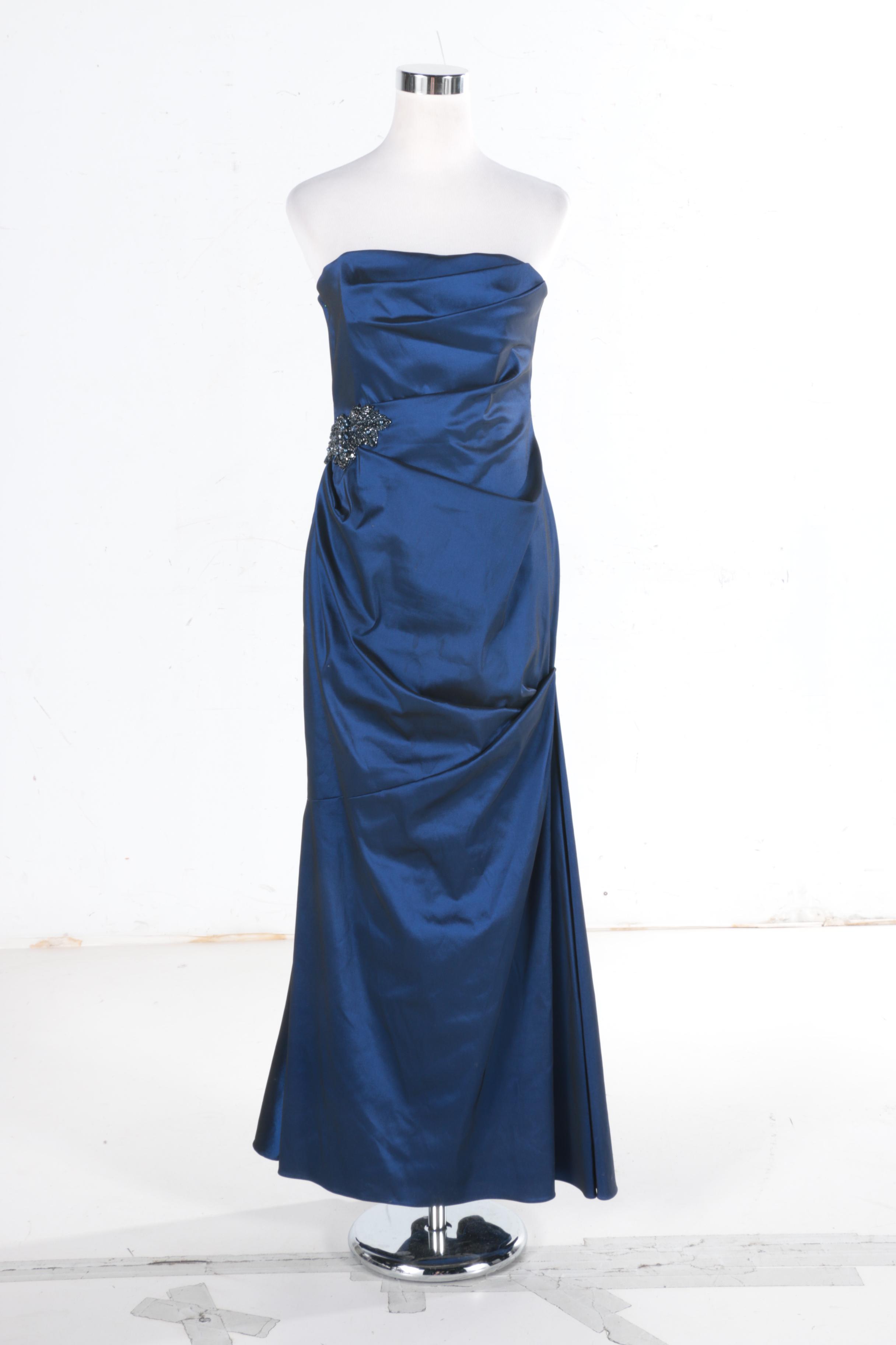 David Meister Ruched Evening Gown