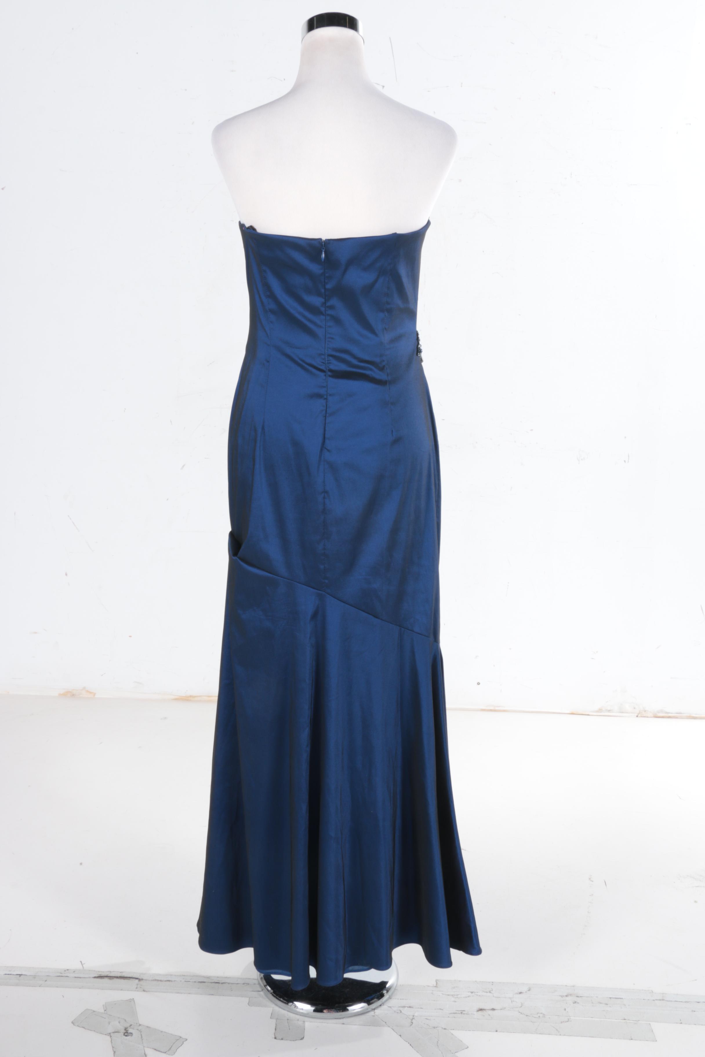 David Meister Ruched Evening Gown