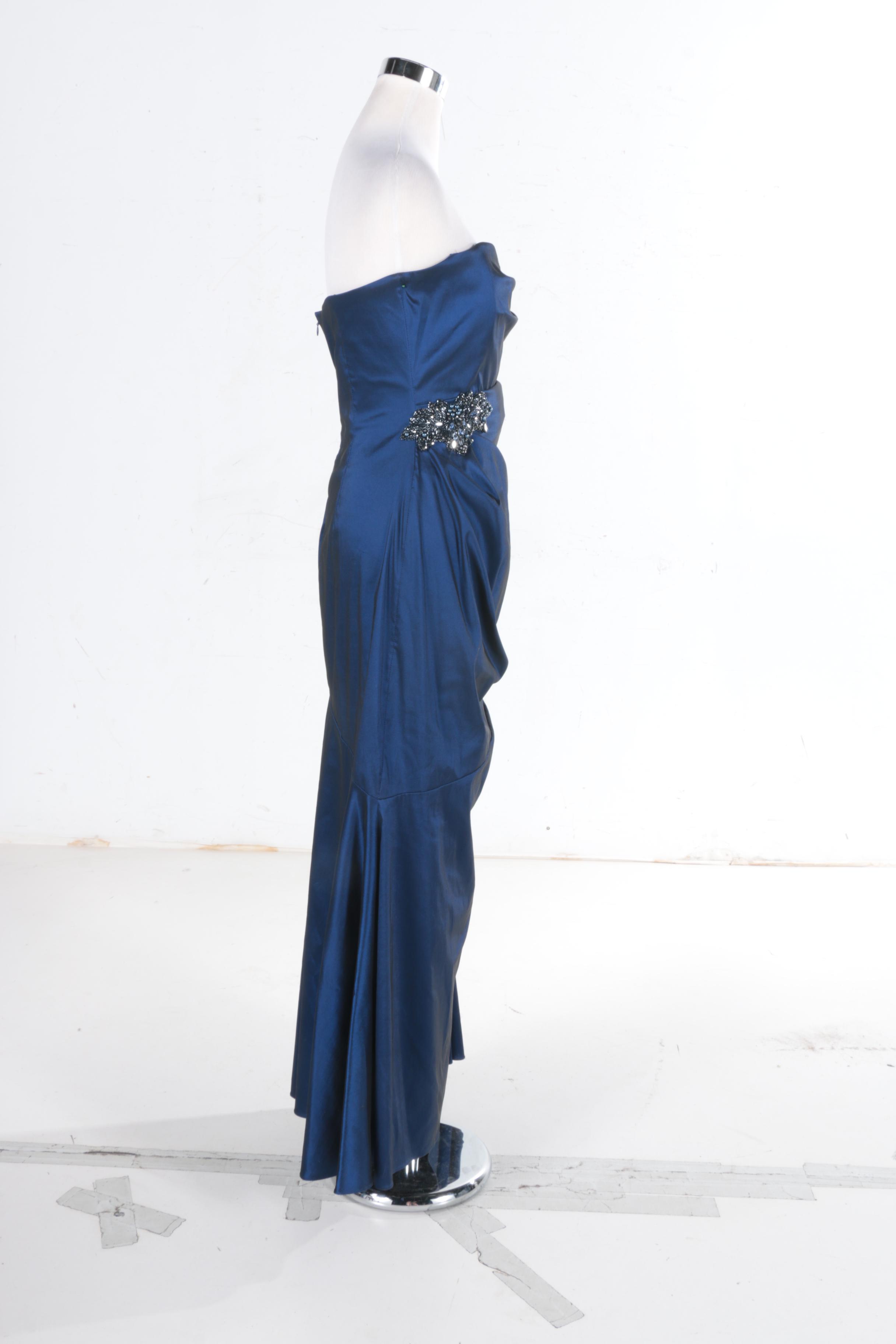 David Meister Ruched Evening Gown