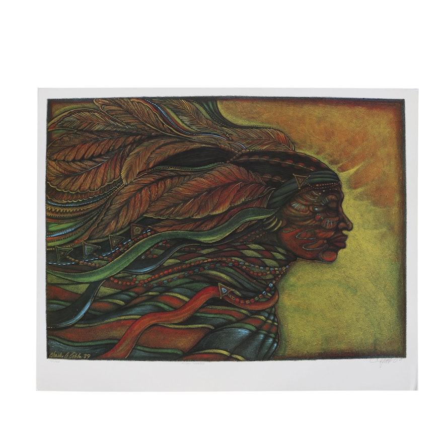 Charles Bibbs Limited Edition Offset Lithograph on Paper "African Goddess"