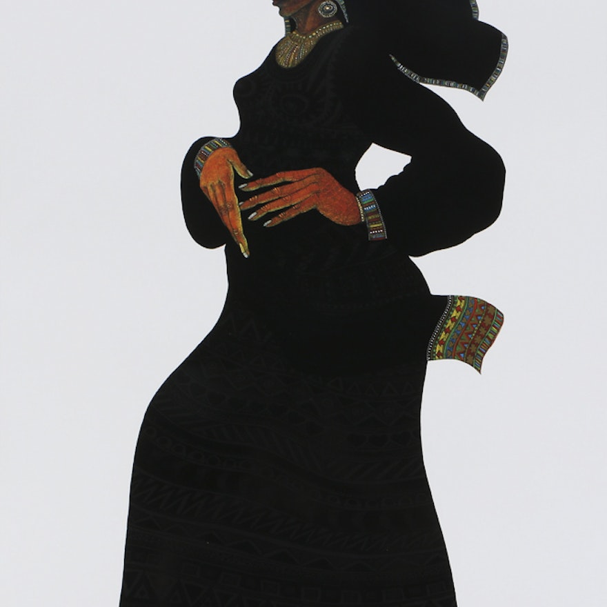 Charles Bibbs Limited Edition Offset Lithograph on Paper "Lady In Black II"