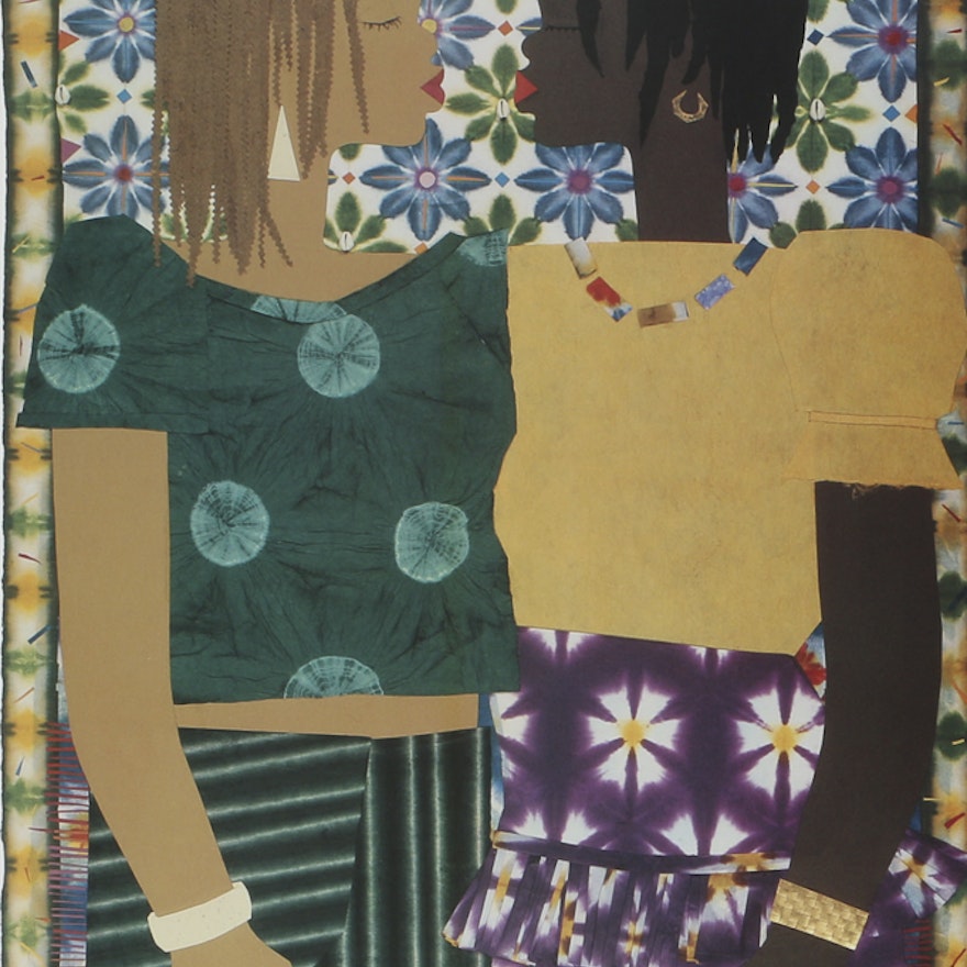 After Varnette P. Honeywood Offset Lithograph Poster on Paper "Sisters Each One Teach One"