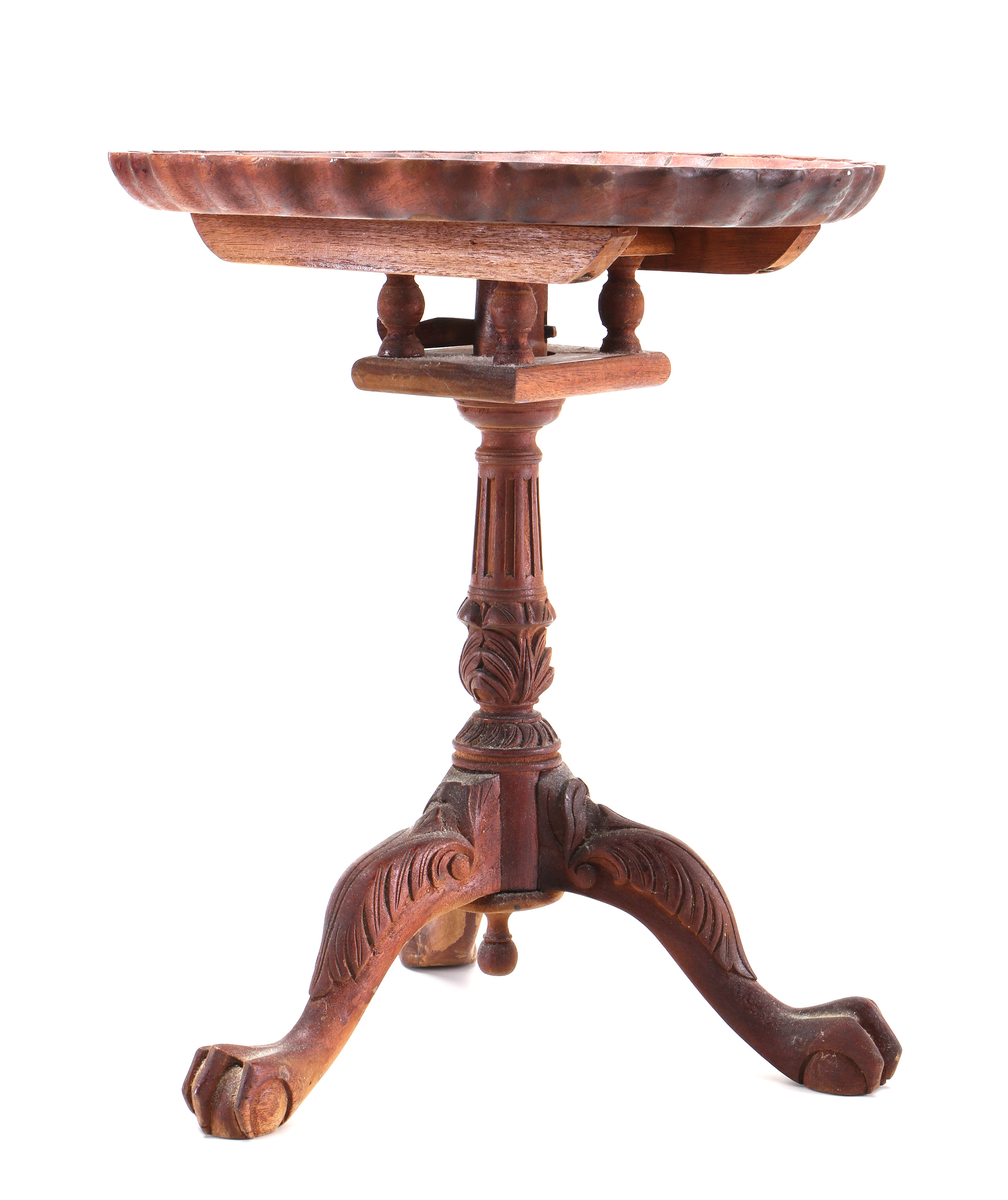 Miniature Chippendale Style Tea Table With Dome Top Trunk