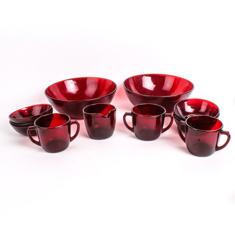 Anchor Hocking "Royal Ruby" Depression Glass Tableware