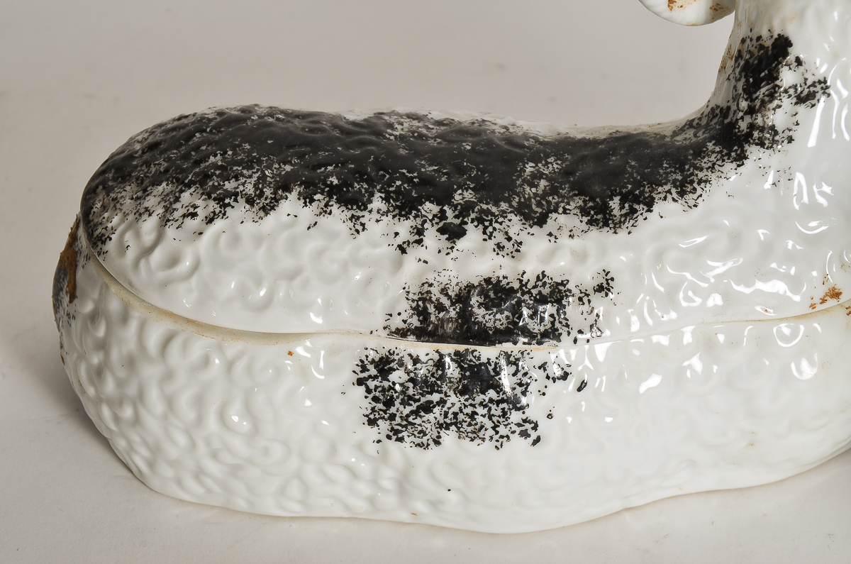 Antique Russian Kuznetsov Porcelain Ram-form boxes