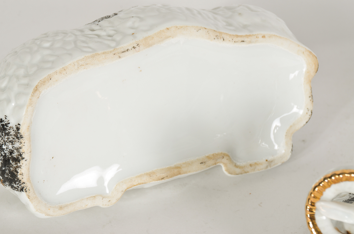 Antique Russian Kuznetsov Porcelain Ram-form boxes