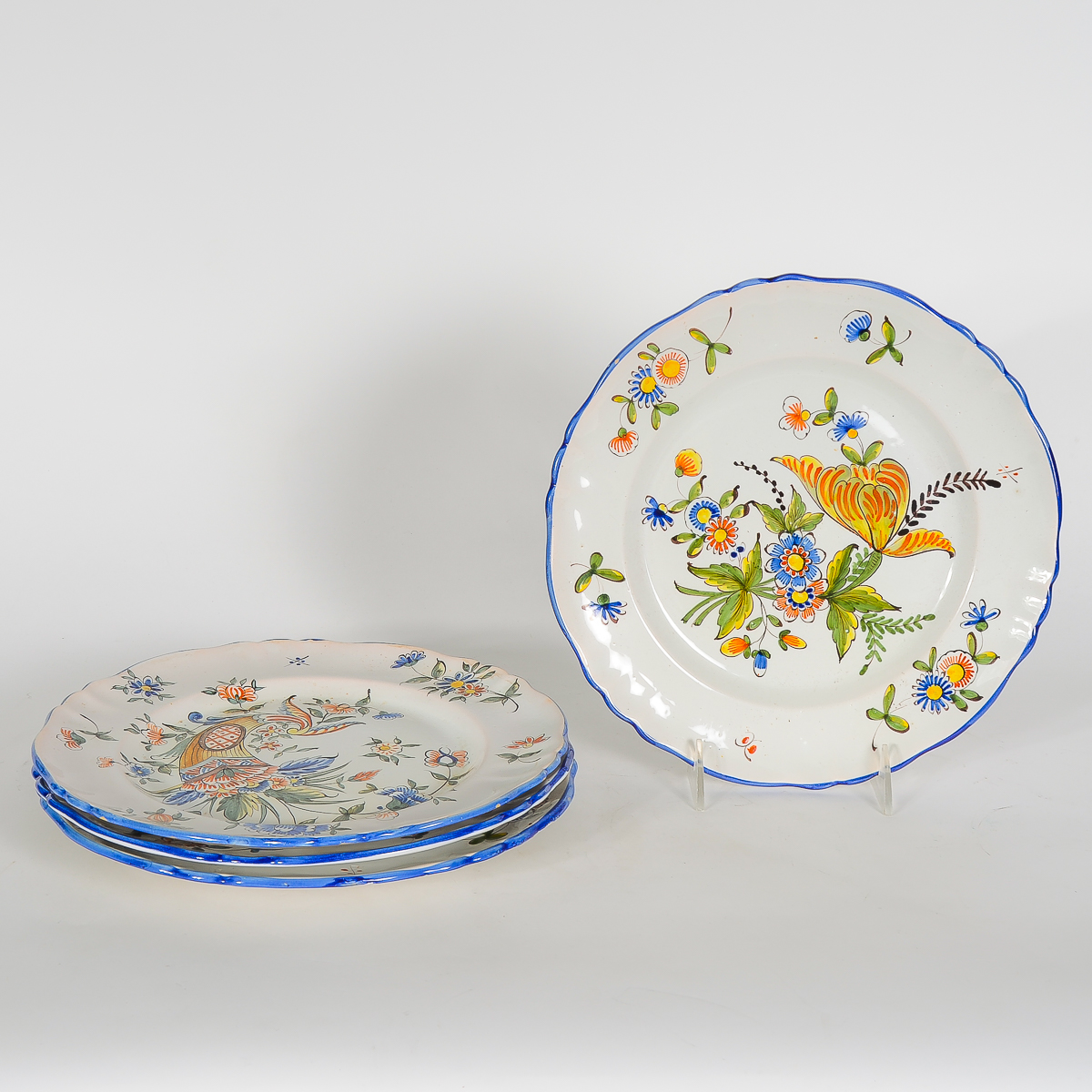Vintage Handpainted Earthenware Majolica Dinner Plates