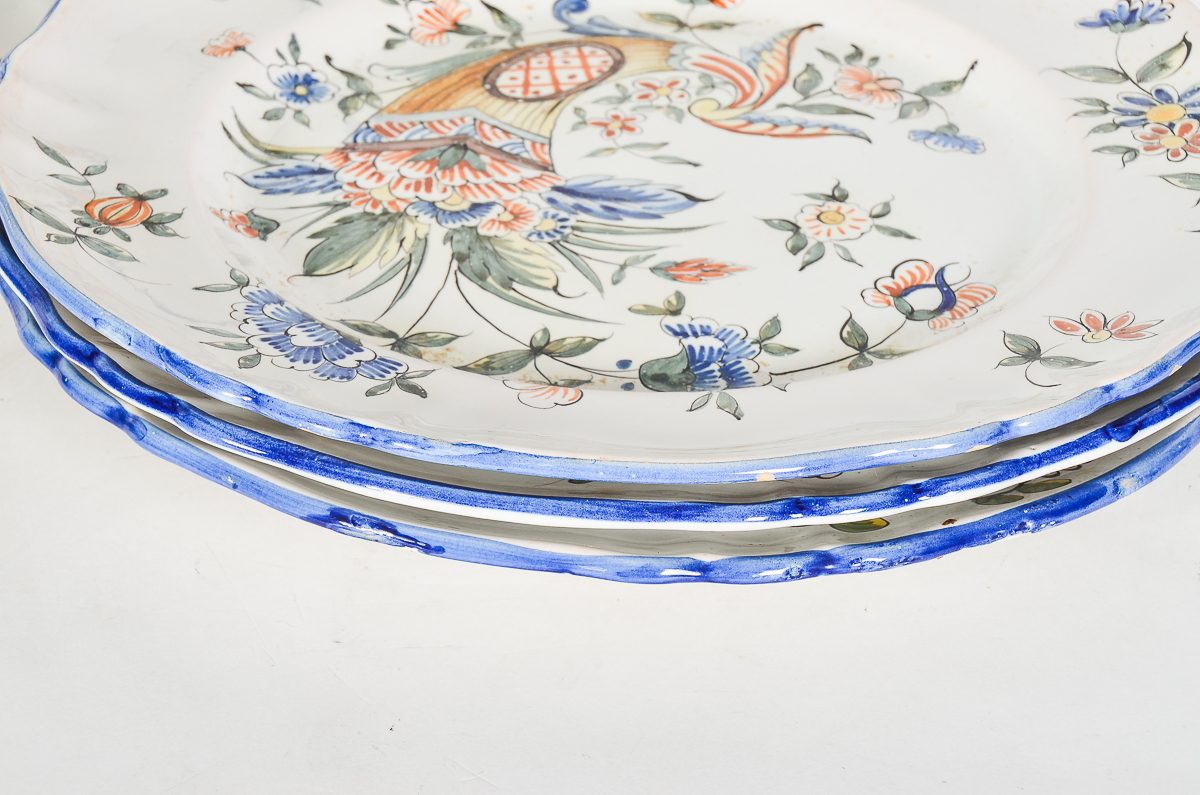 Vintage Handpainted Earthenware Majolica Dinner Plates