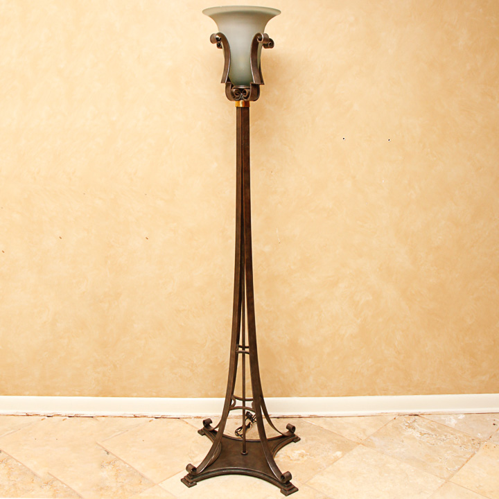 Metal Scrolled Torchiere Floor Lamp