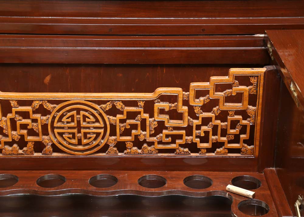 Asian Style Relief-Carved Wet Bar Cabinet