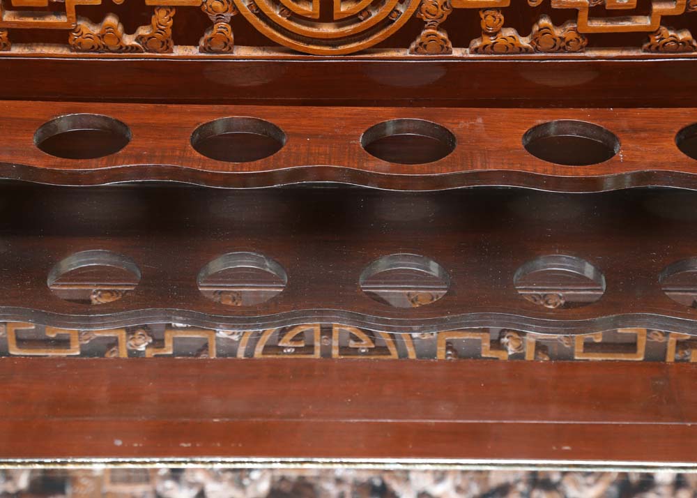 Asian Style Relief-Carved Wet Bar Cabinet