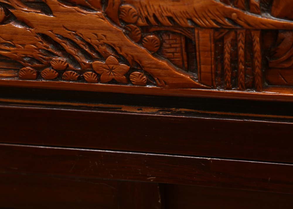 Asian Style Relief-Carved Wet Bar Cabinet