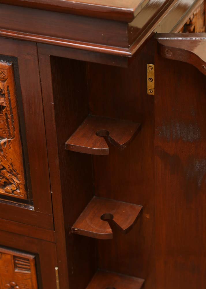 Asian Style Relief-Carved Wet Bar Cabinet