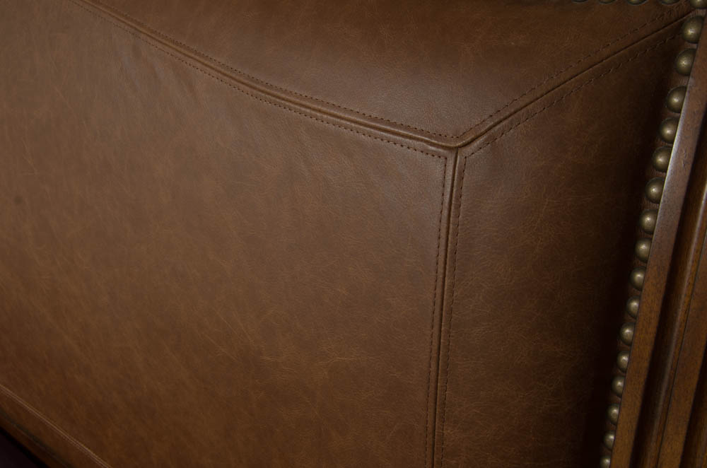 King-Size Leather Inset Sleigh Bed Frame