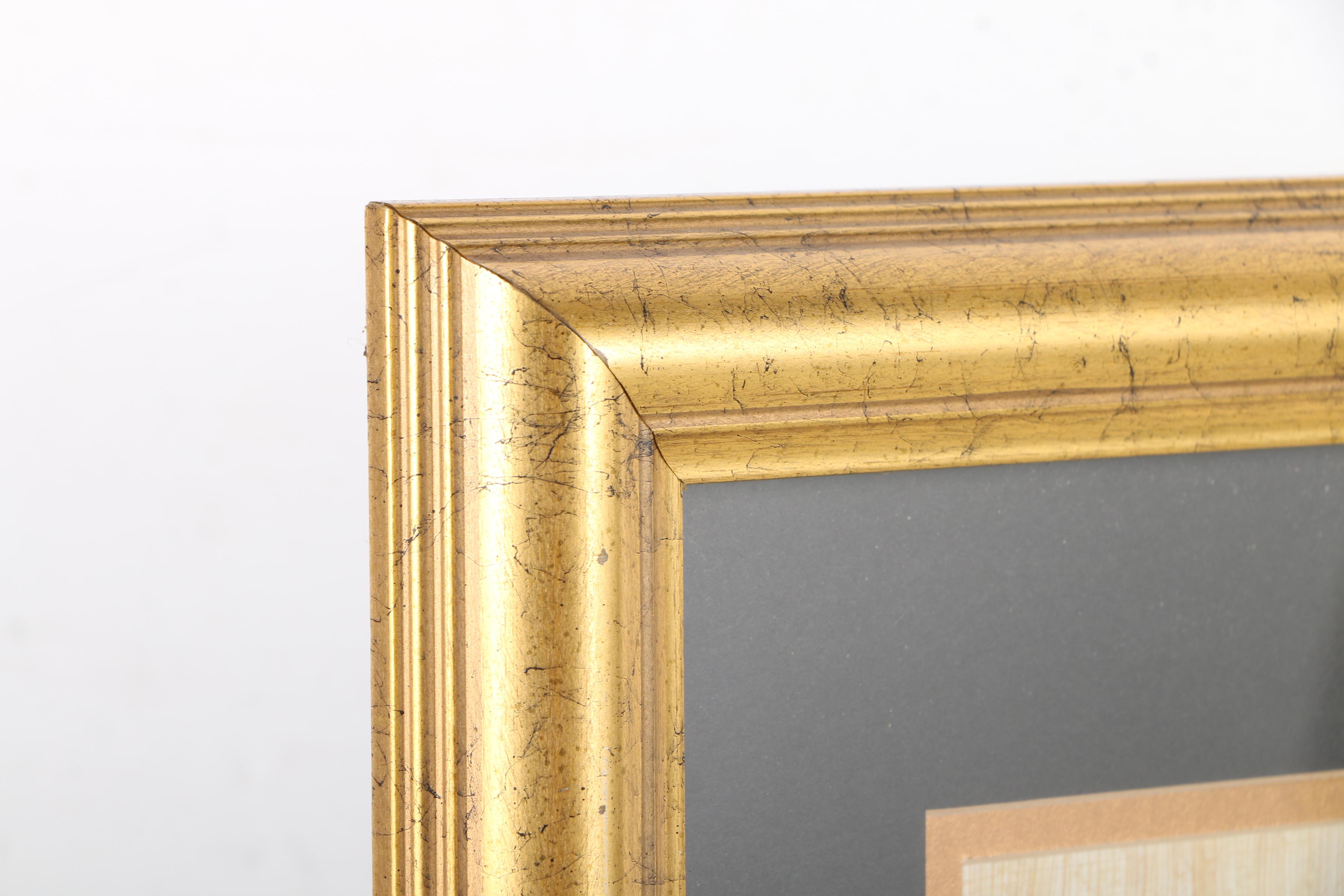 Khed Egyptian Style Gouache and Gold Leaf Painting on Papyrus of Aten