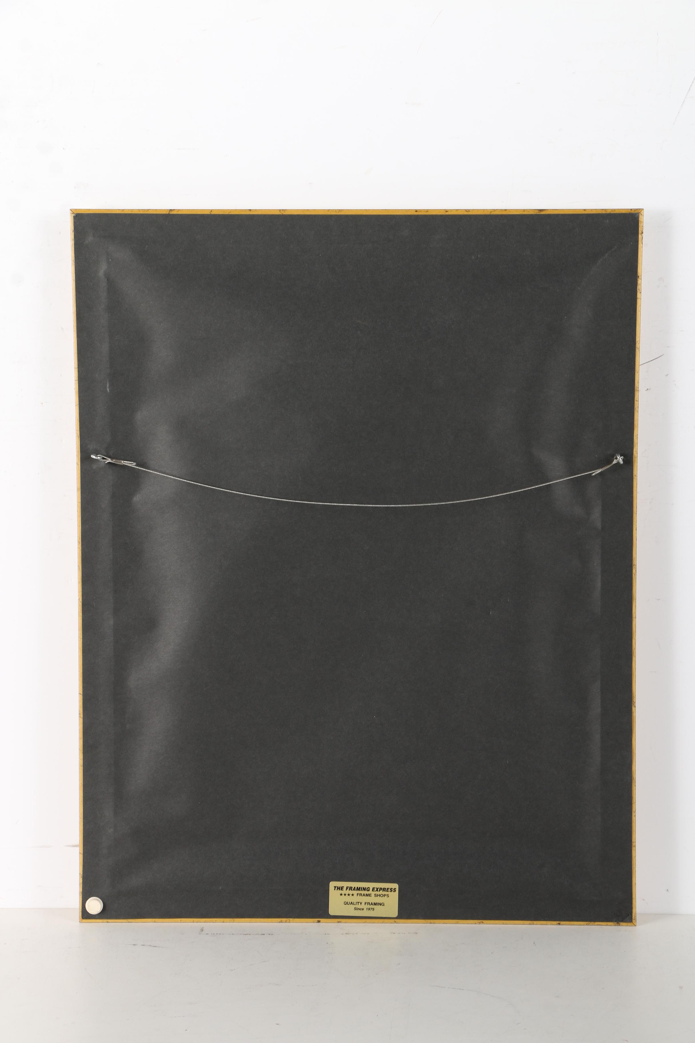 Khed Egyptian Style Gouache and Gold Leaf Painting on Papyrus of Aten