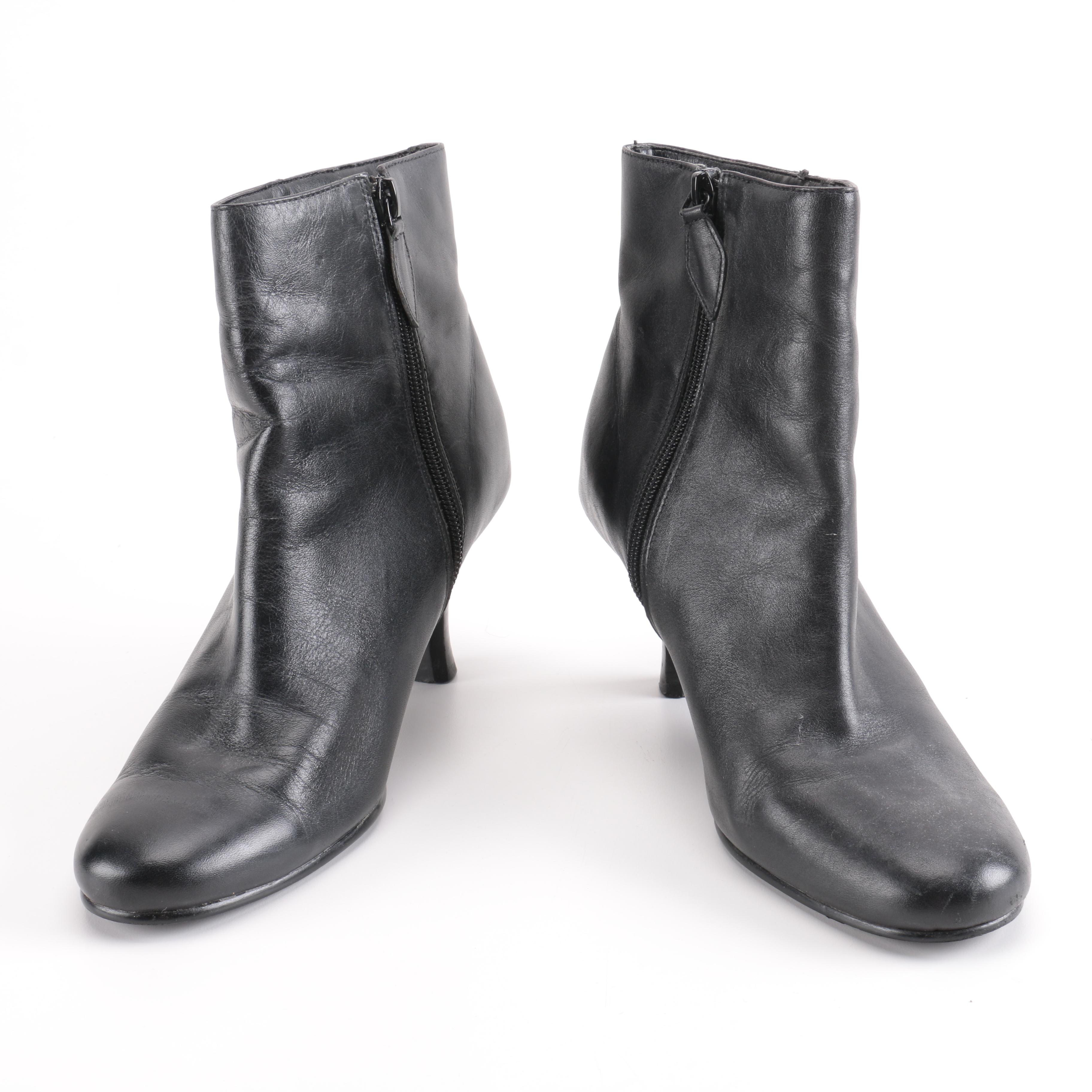 Bloomingdales Black Leather Ankle Boots