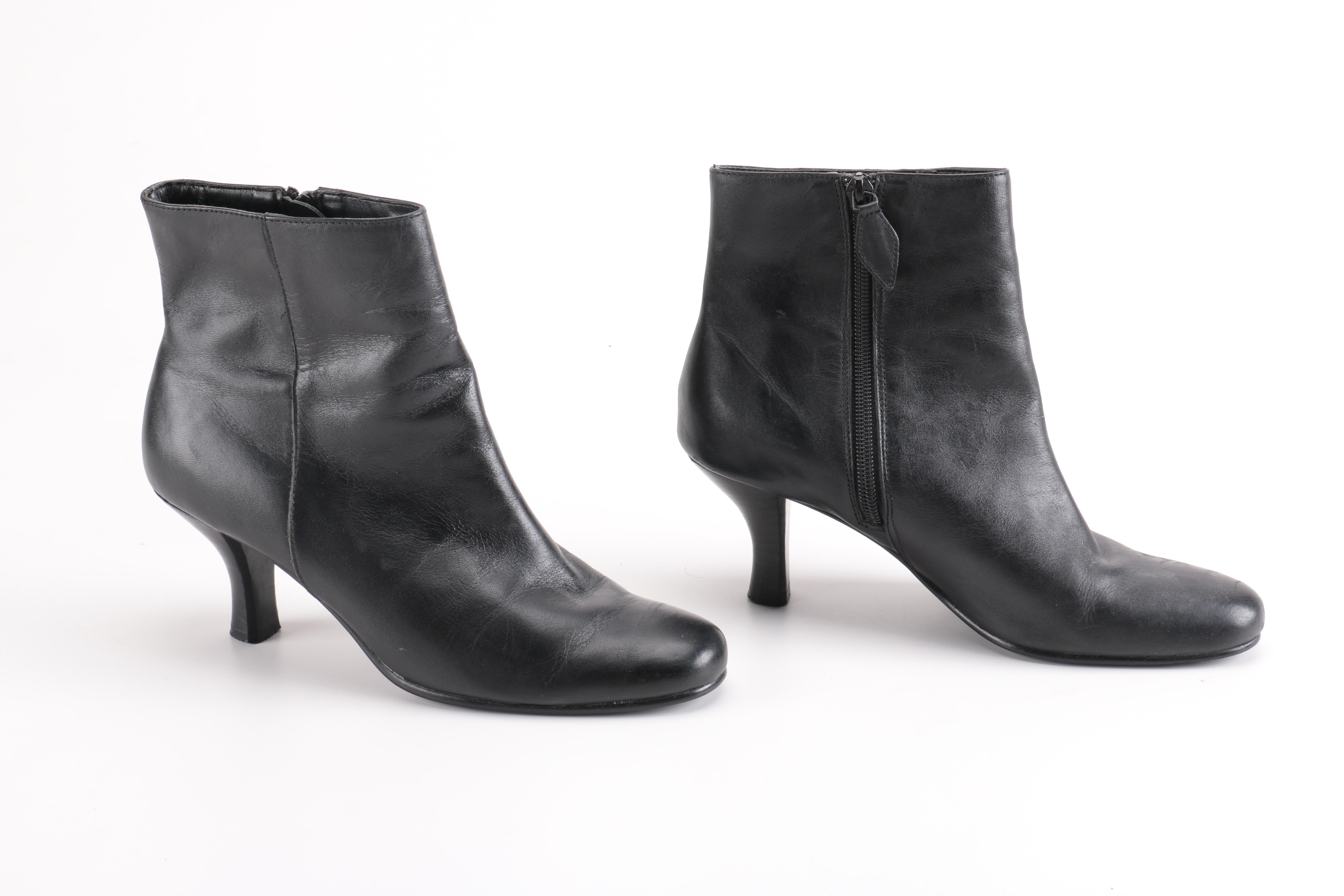 Bloomingdales Black Leather Ankle Boots